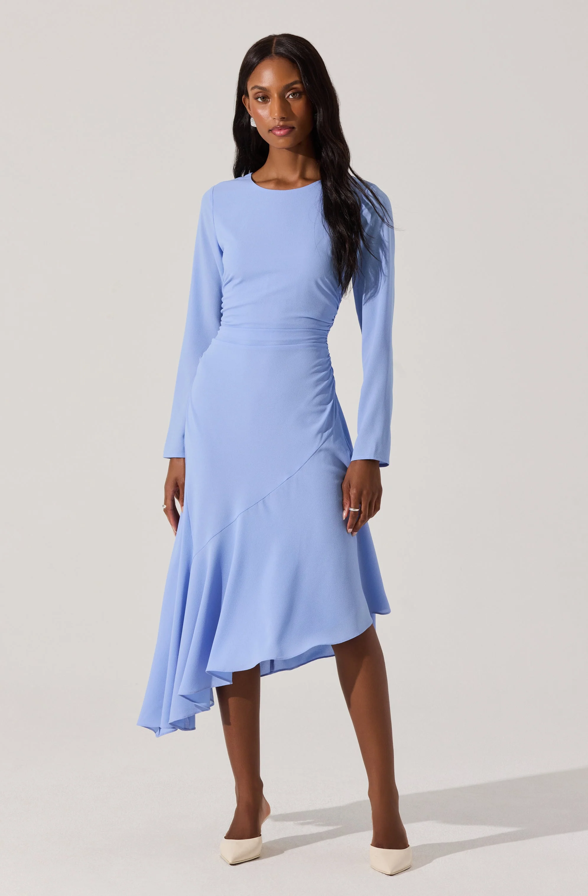Long Sleeve Asymmetrical Hem Dress - Image 3