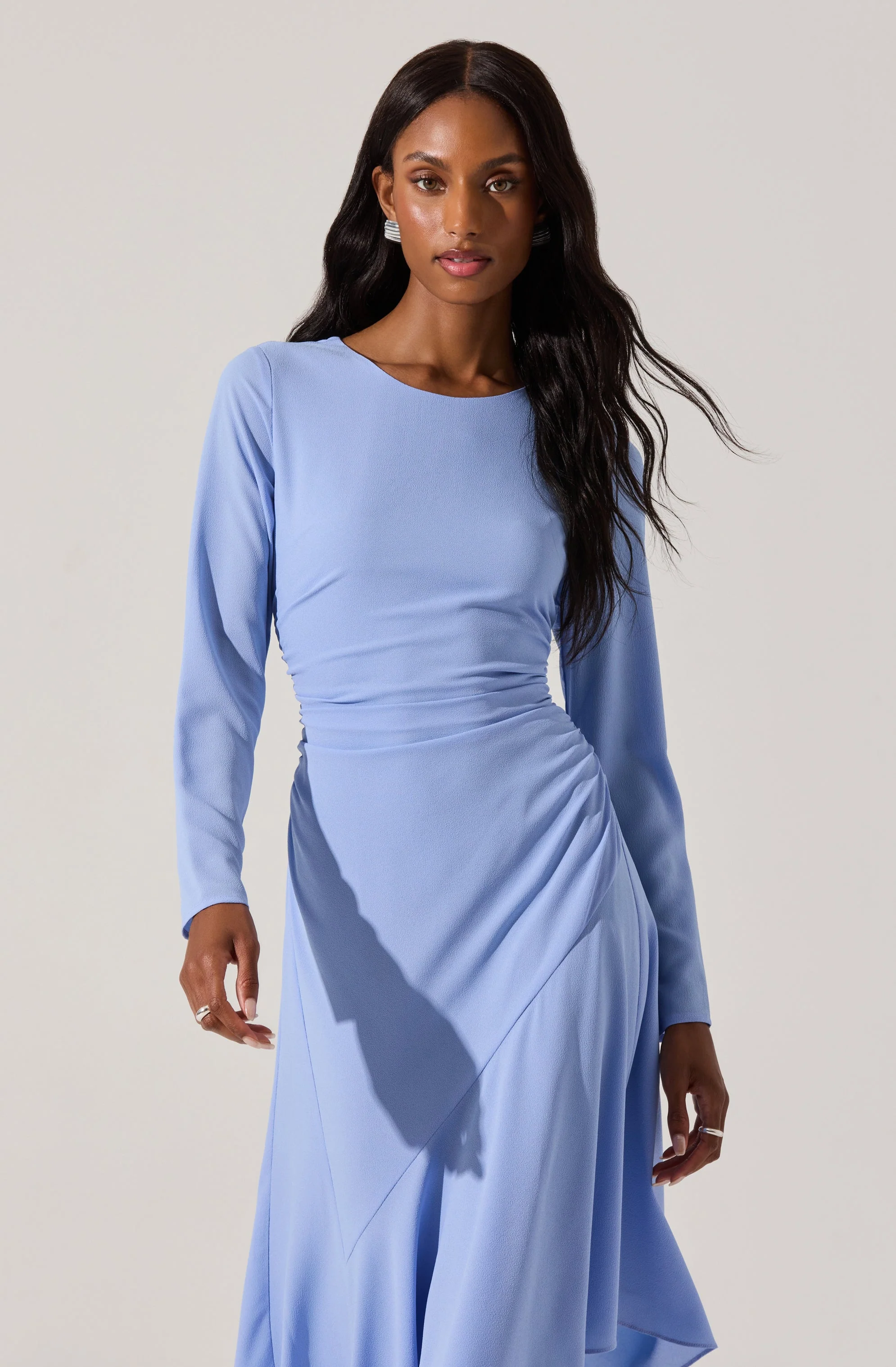 Long Sleeve Asymmetrical Hem Dress - Image 5