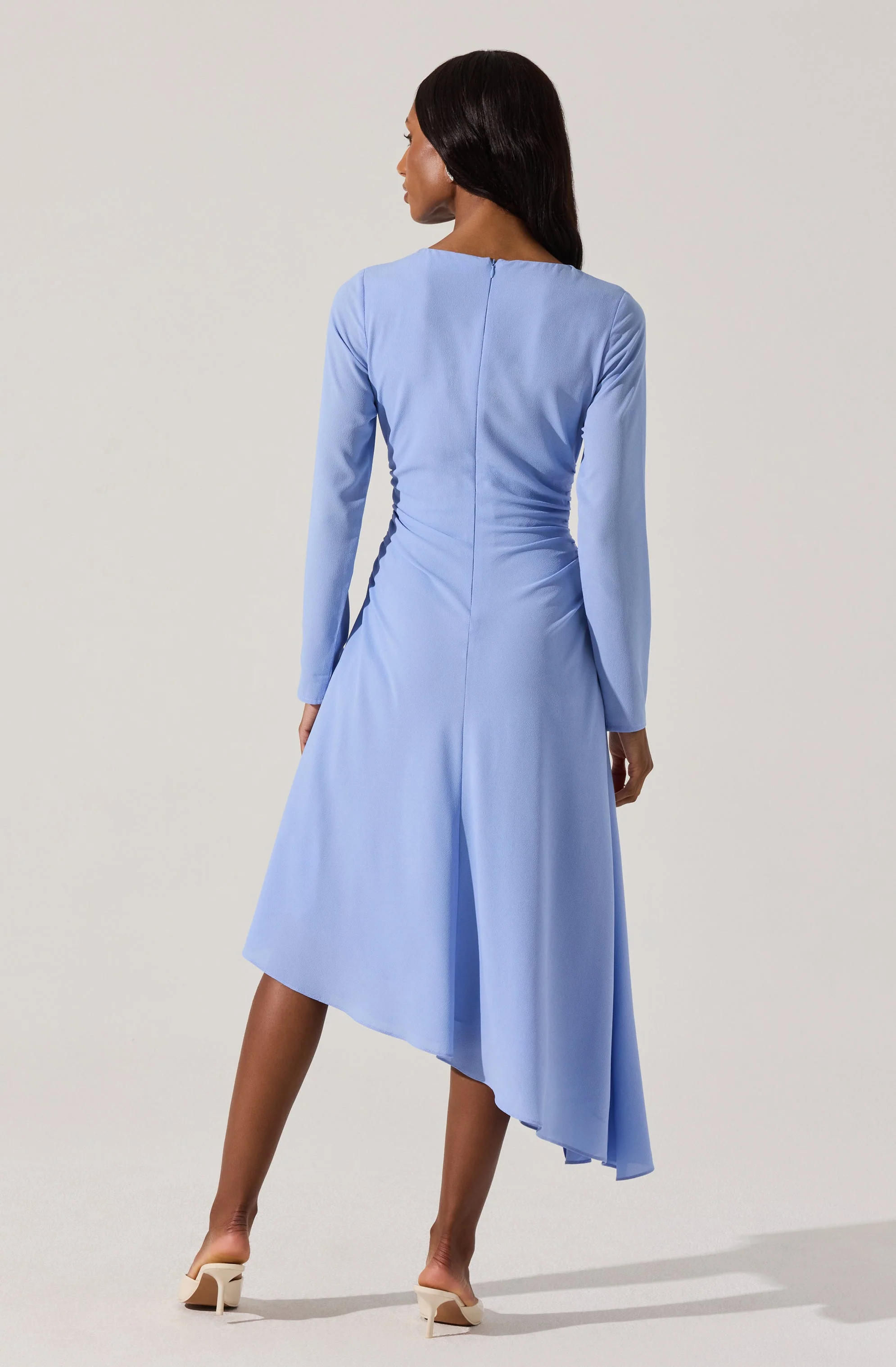 Long Sleeve Asymmetrical Hem Dress - Image 6