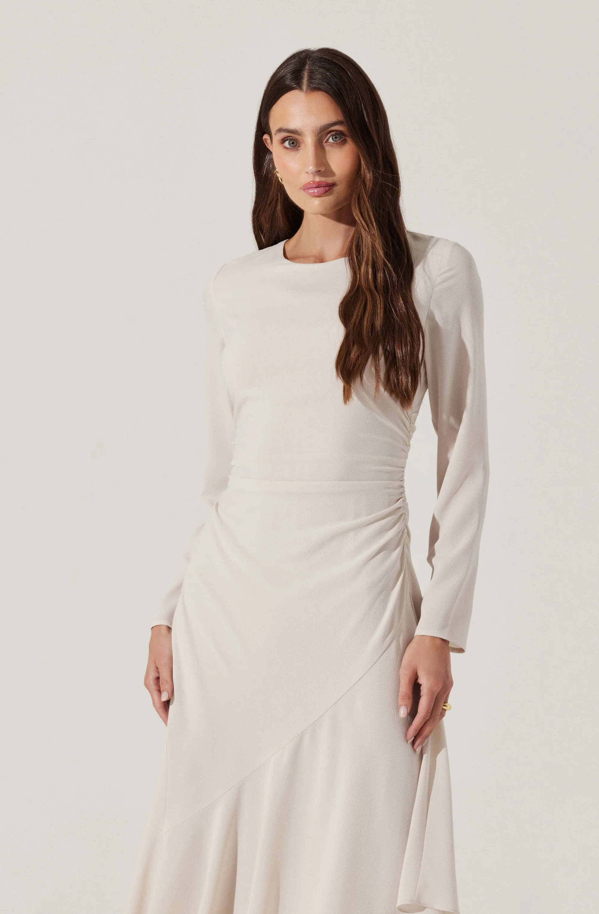 Long Sleeve Asymmetrical Hem Dress - Image 8