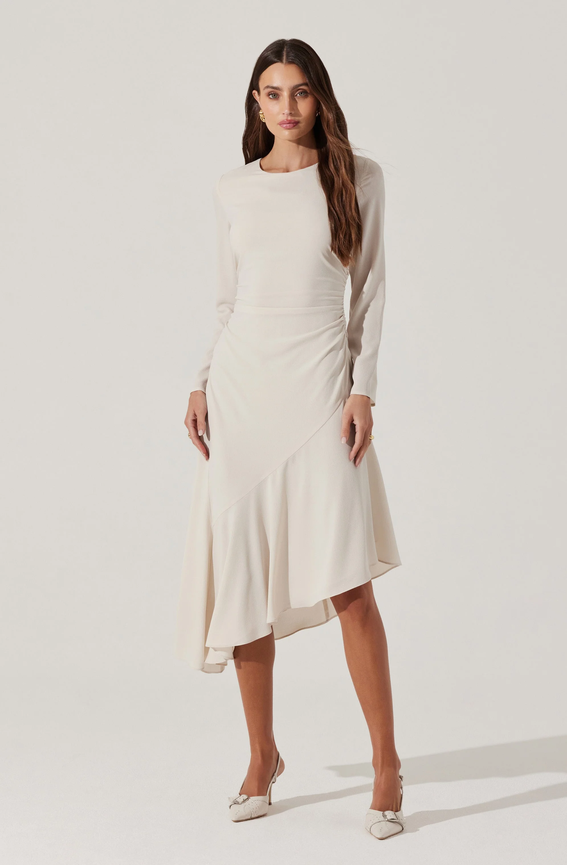 Long Sleeve Asymmetrical Hem Dress - Image 9