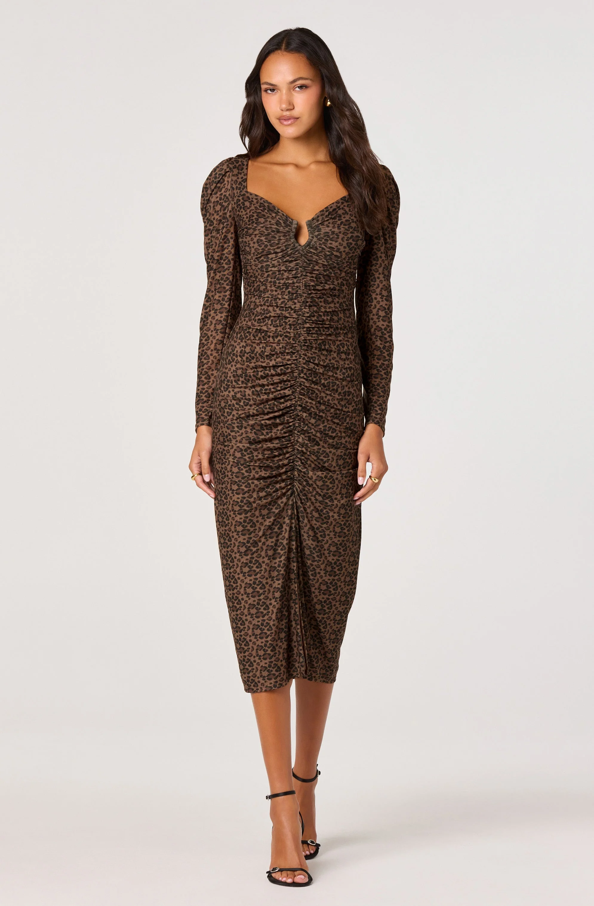 Ruched Mesh Midi Dress - Image 11