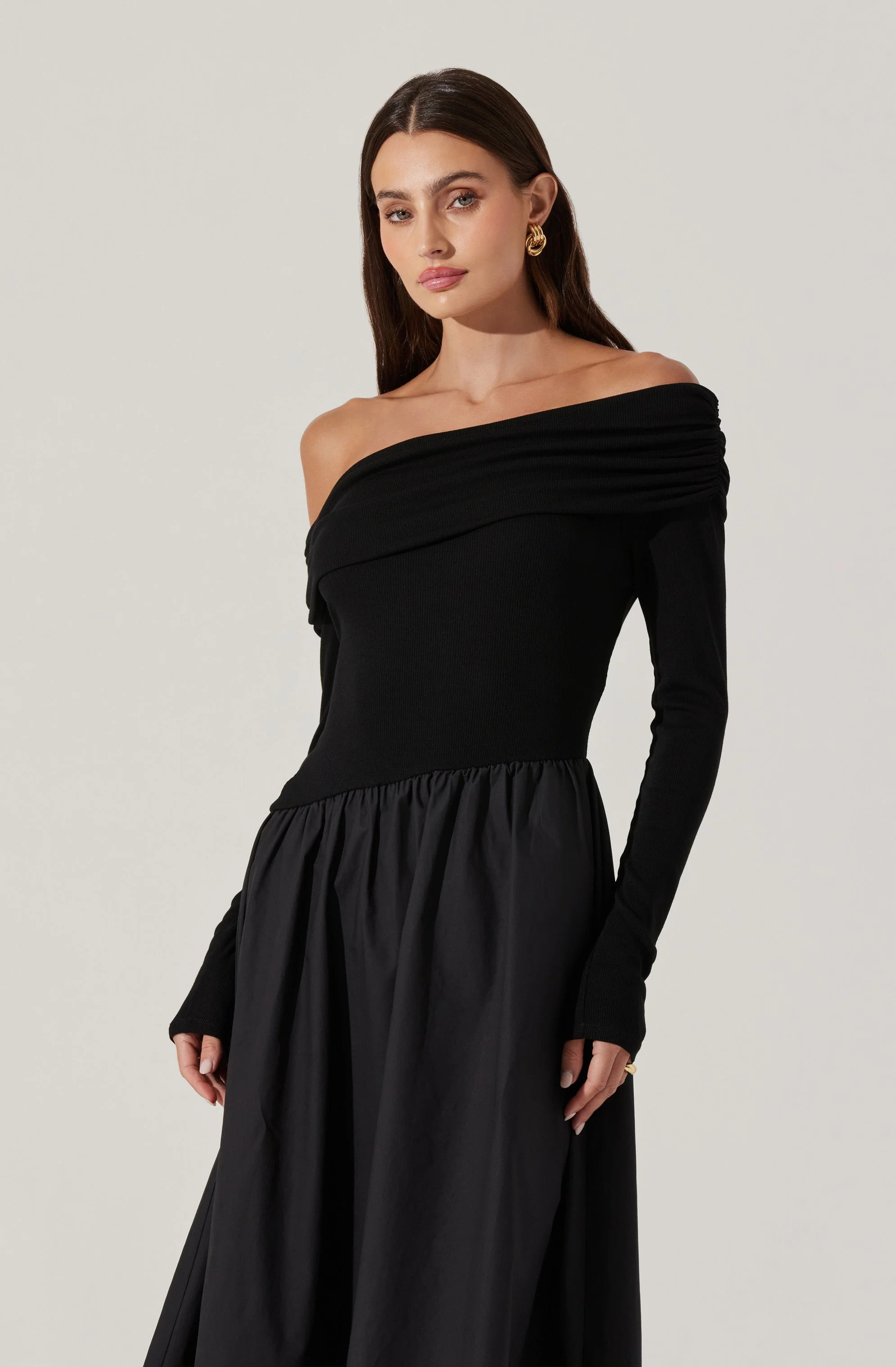 Mixed Media Off Shoulder Dress - Image 2