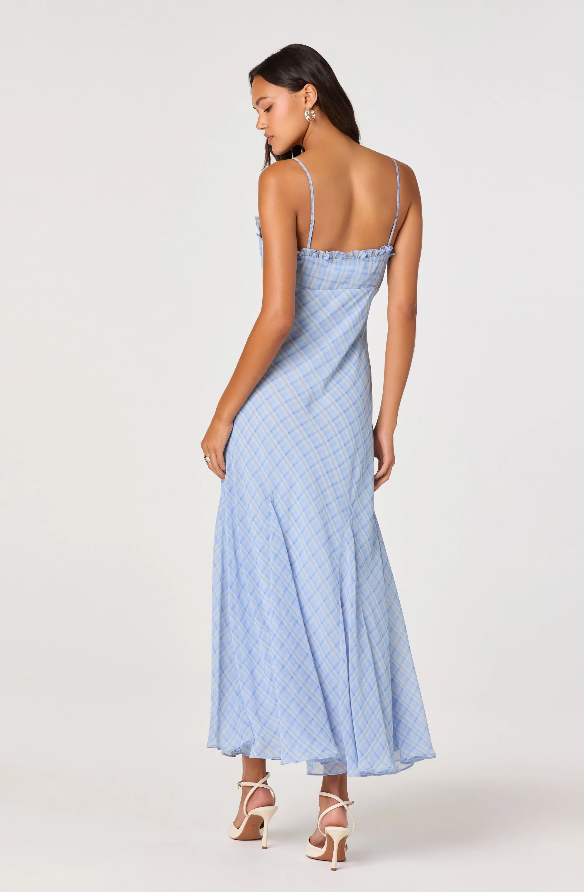 Maeryn Plaid Ruffle Trim Maxi Dress - Image 3