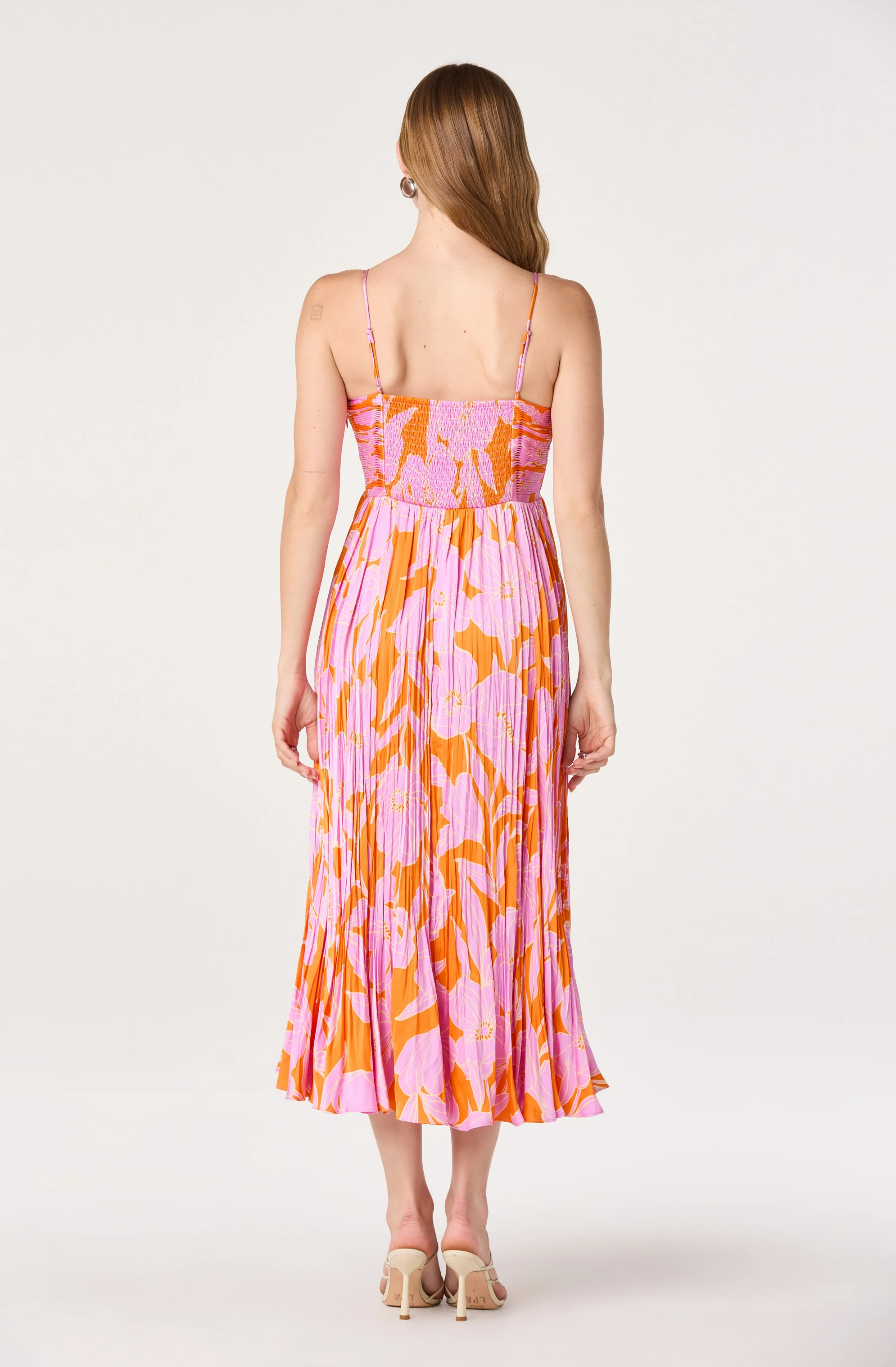 Maeve Floral Pleated Satin Midi Dress - Image 27