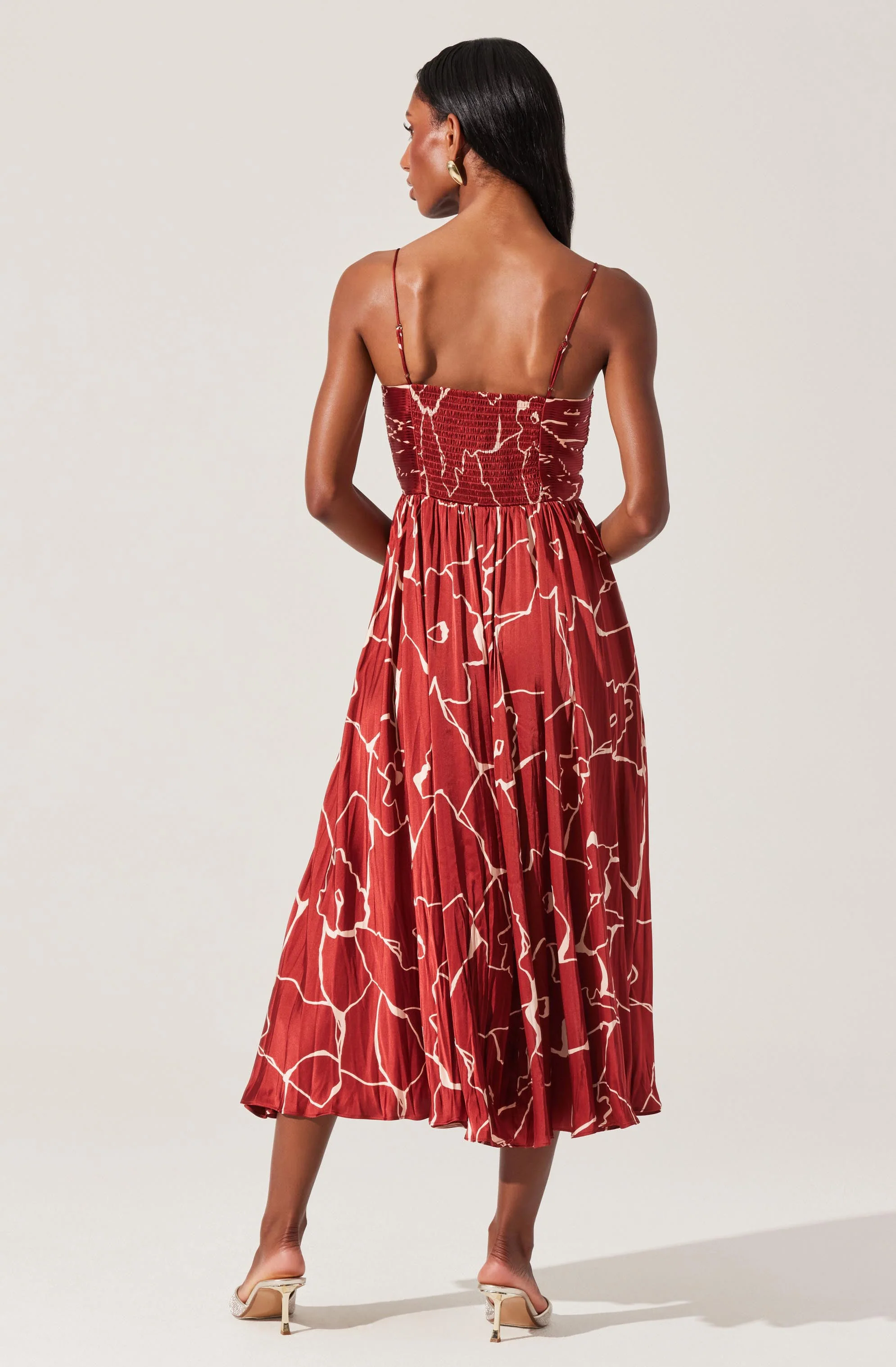 Maeve Floral Pleated Satin Midi Dress - Image 59