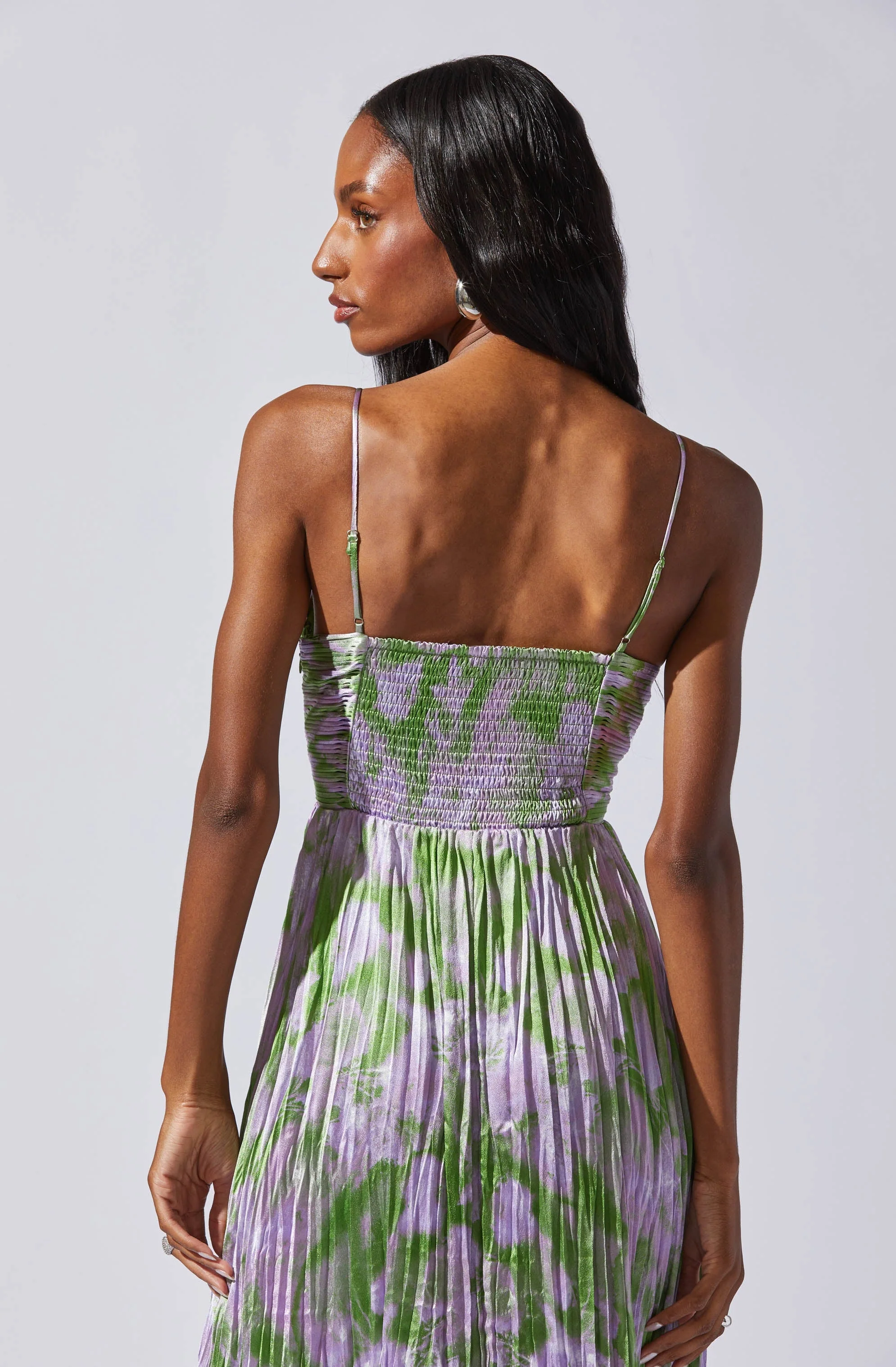 Maeve Floral Pleated Satin Midi Dress - Image 64