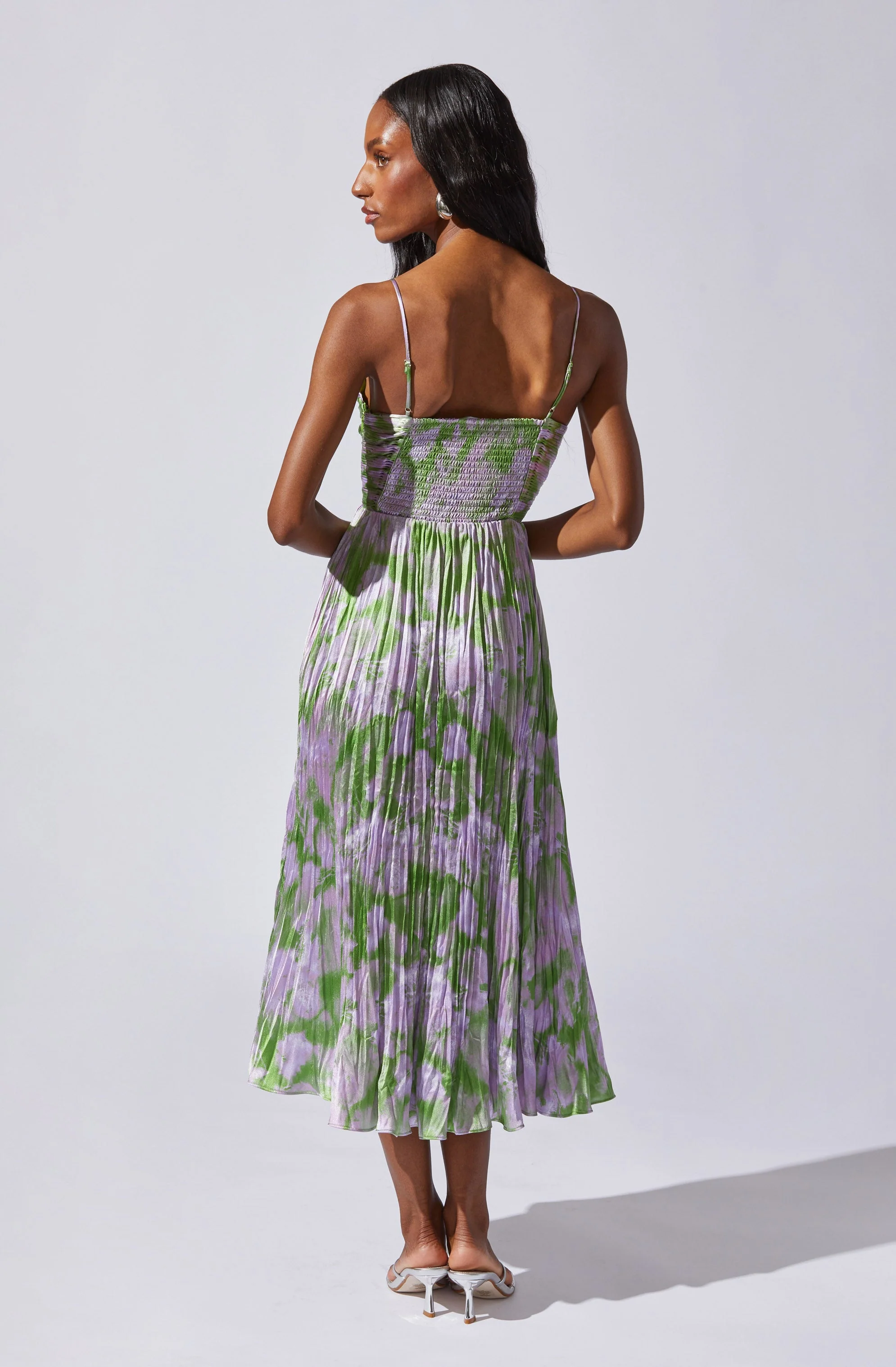 Maeve Floral Pleated Satin Midi Dress - Image 65