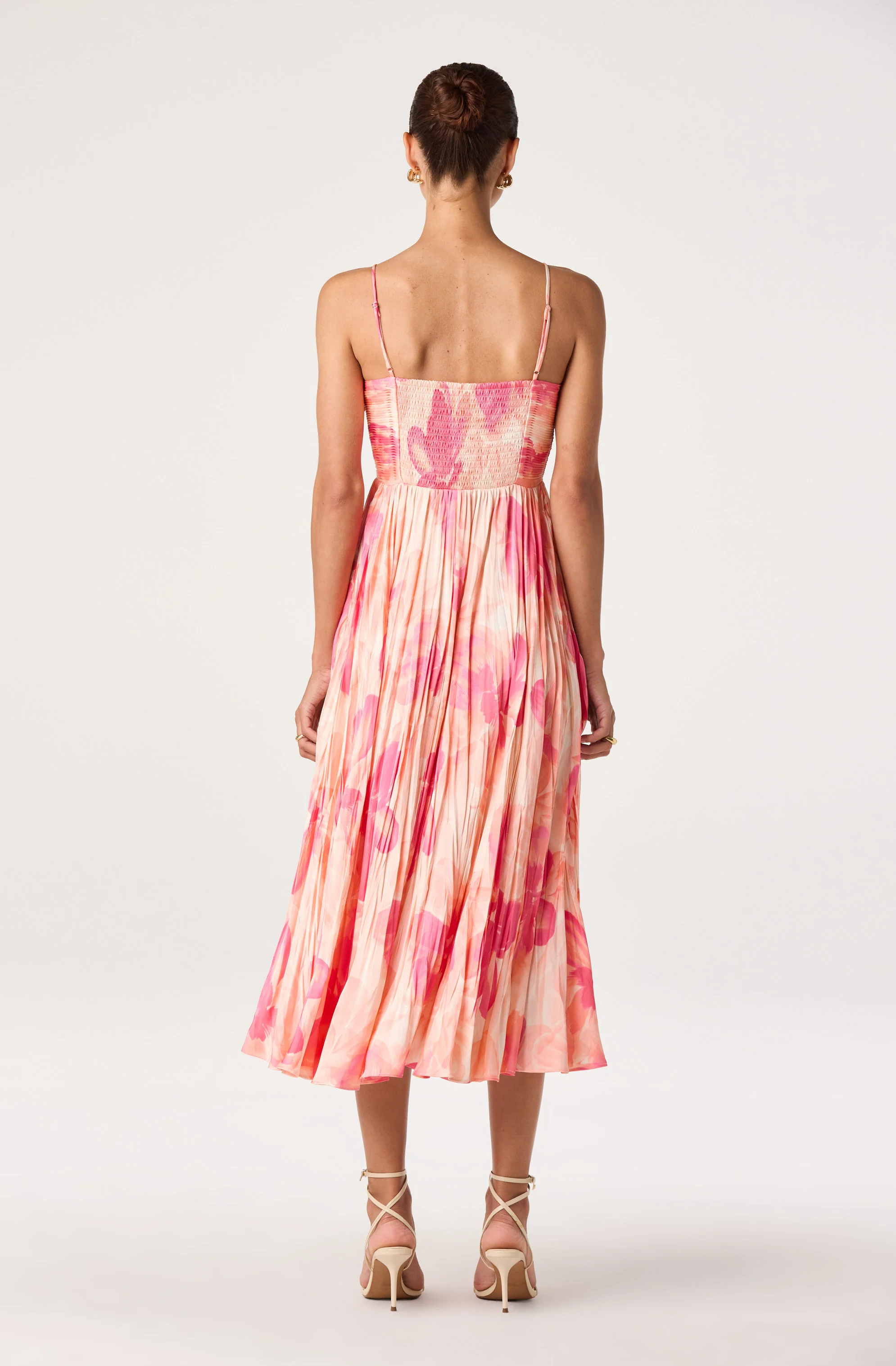 Maeve Floral Pleated Satin Midi Dress - Image 9
