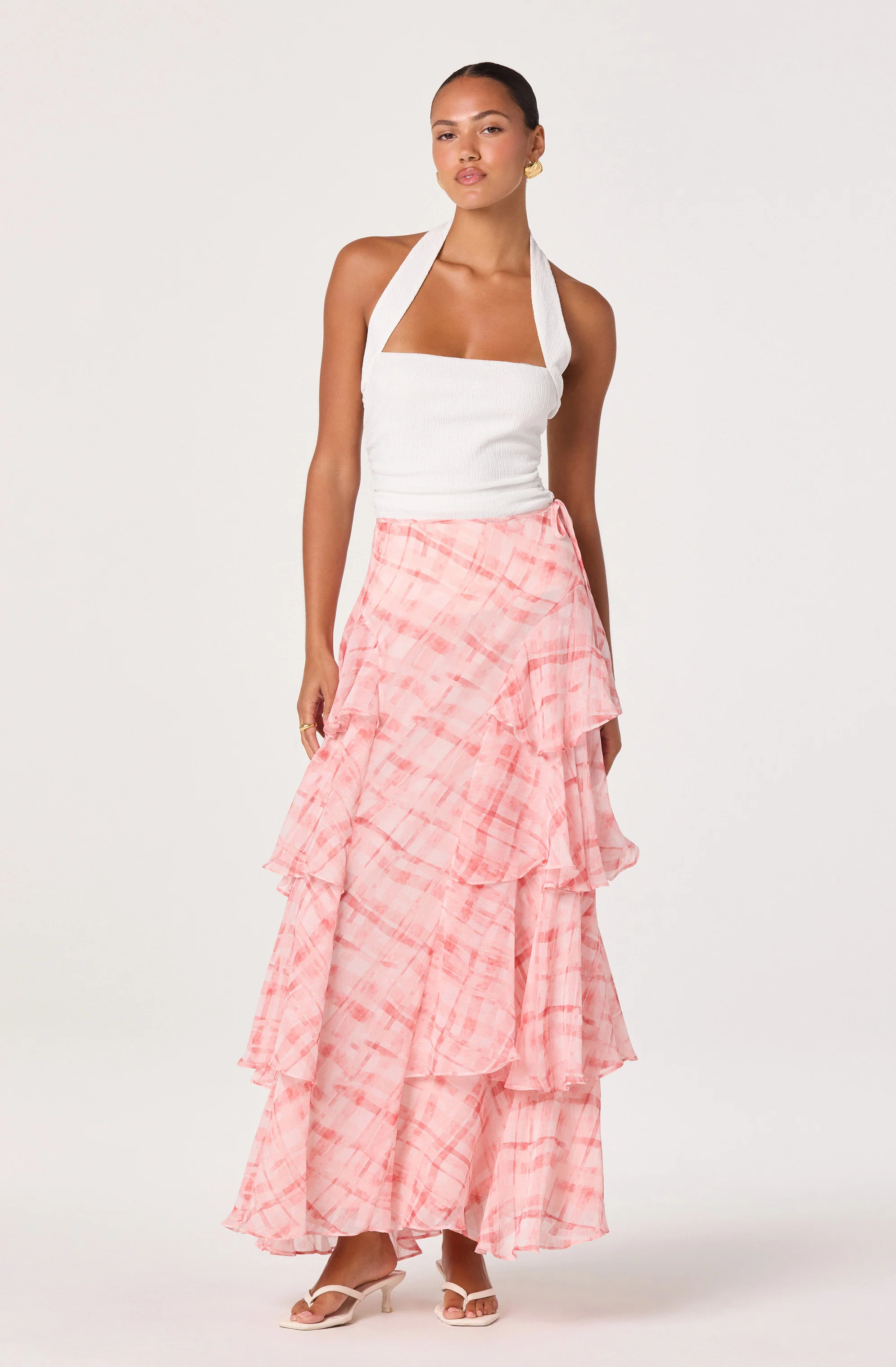 Maia Plaid Tiered Maxi Skirt - Image 4