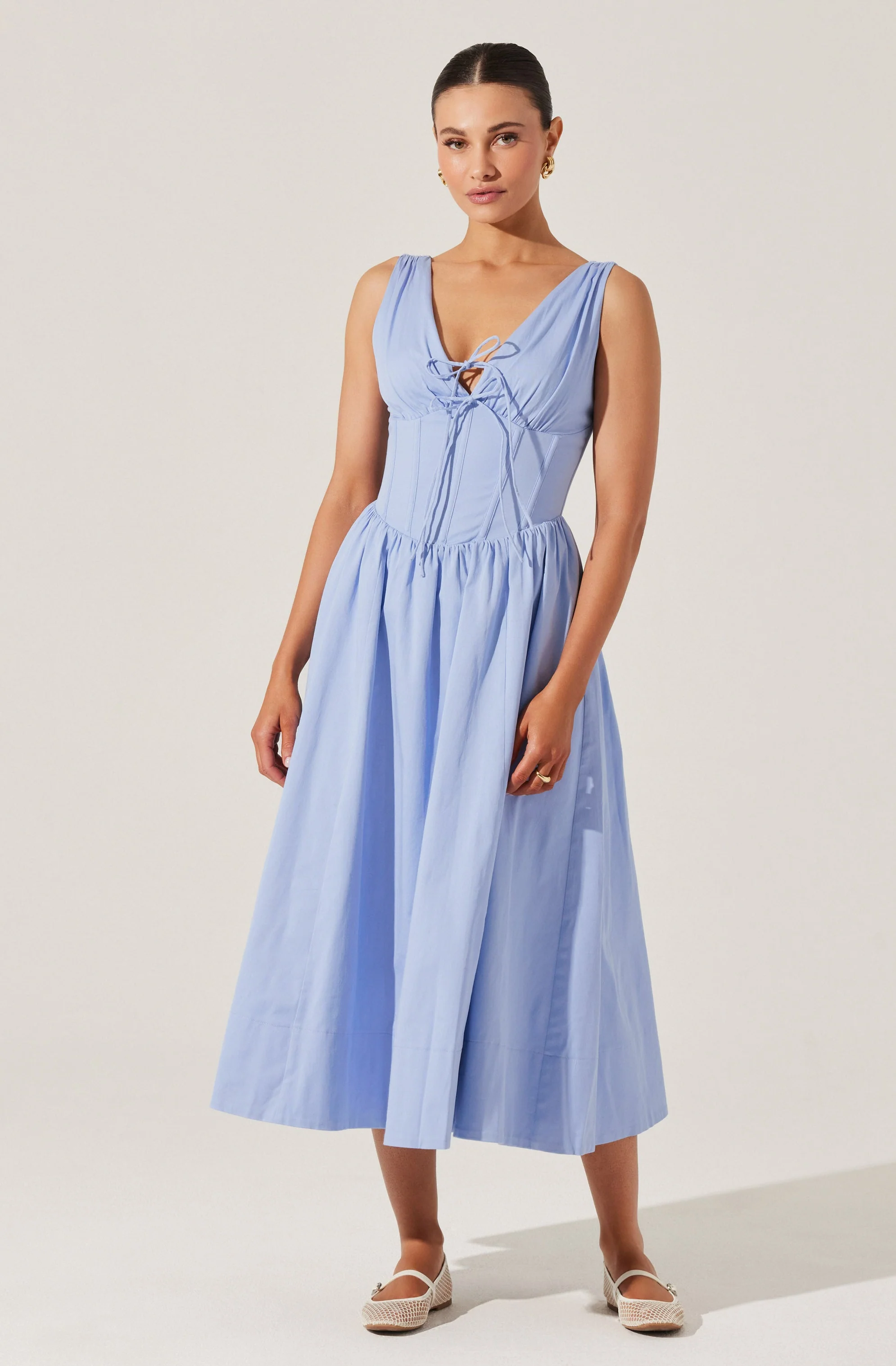 Maili Corset Poplin Midi Dress - Image 4