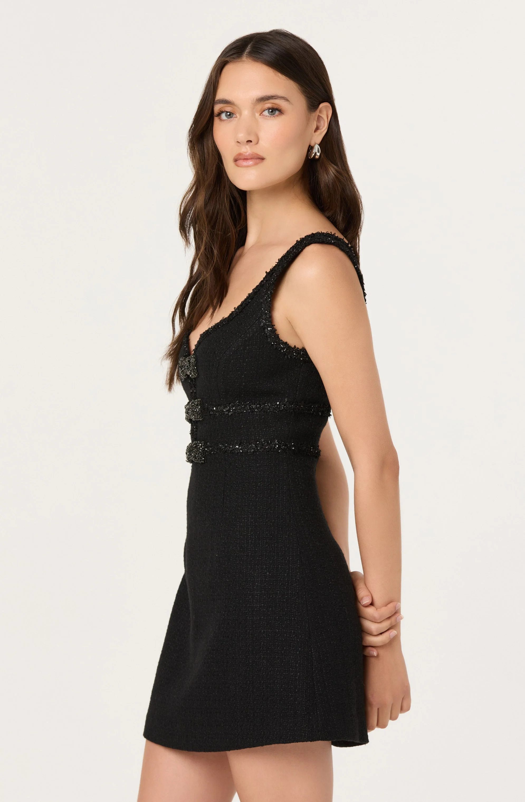 Maira Tweed Bow Mini Dress - Image 3