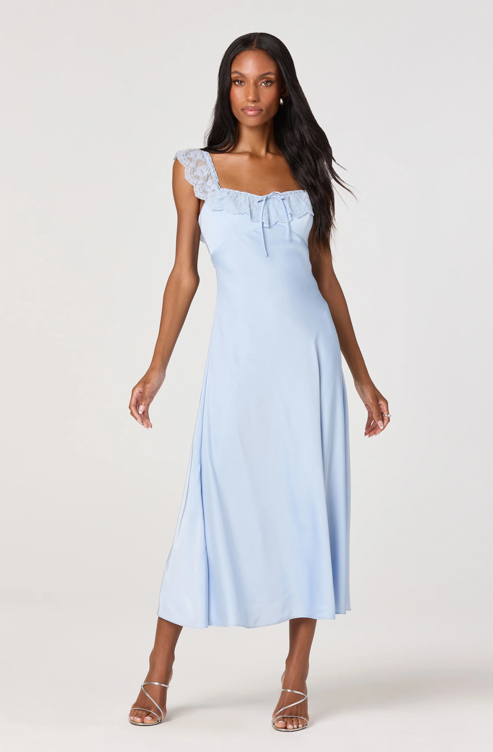 Makiya Lace Strap Empire Waist Midi Dress