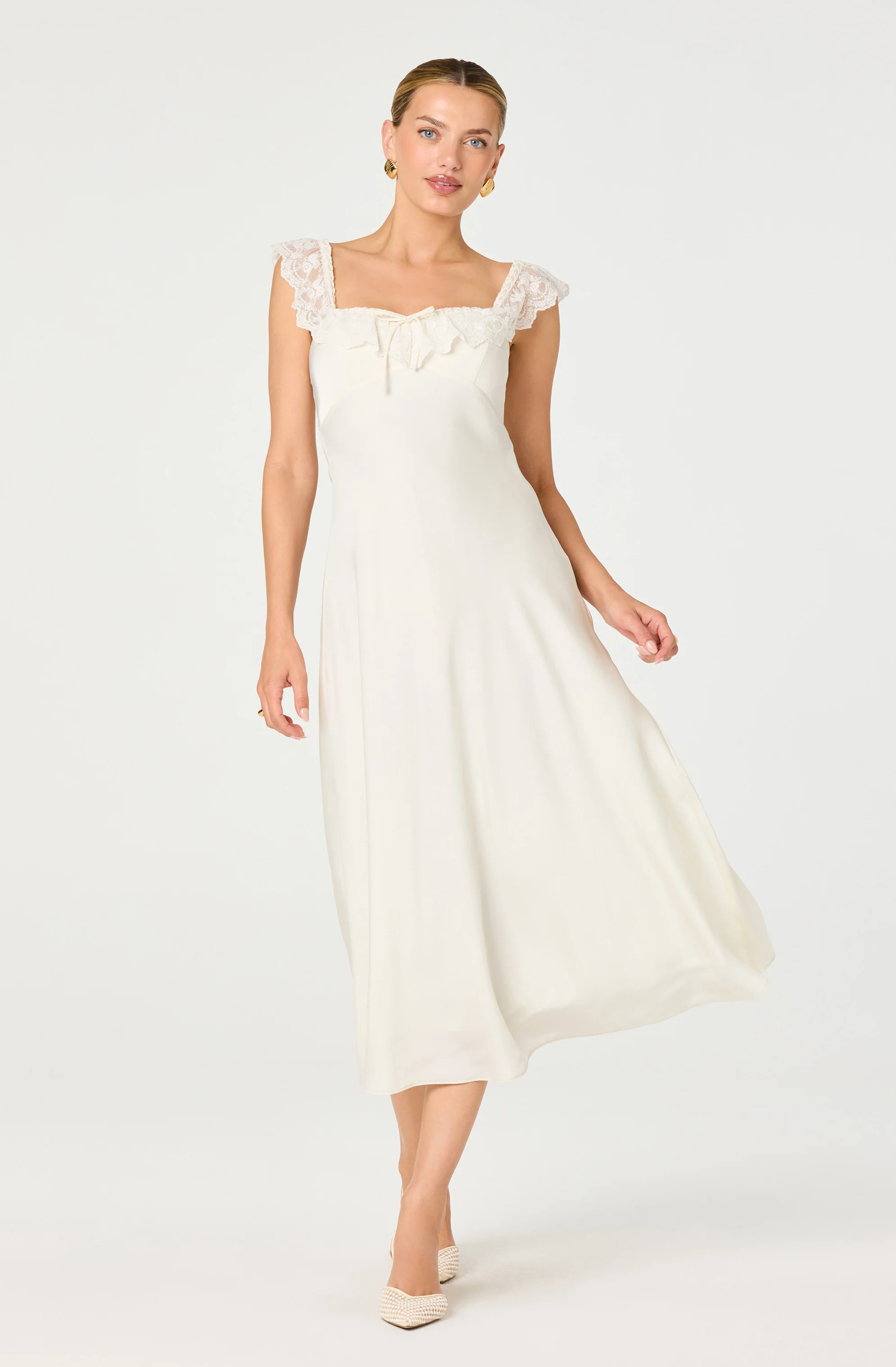 Makiya Lace Strap Empire Waist Midi Dress - Image 11