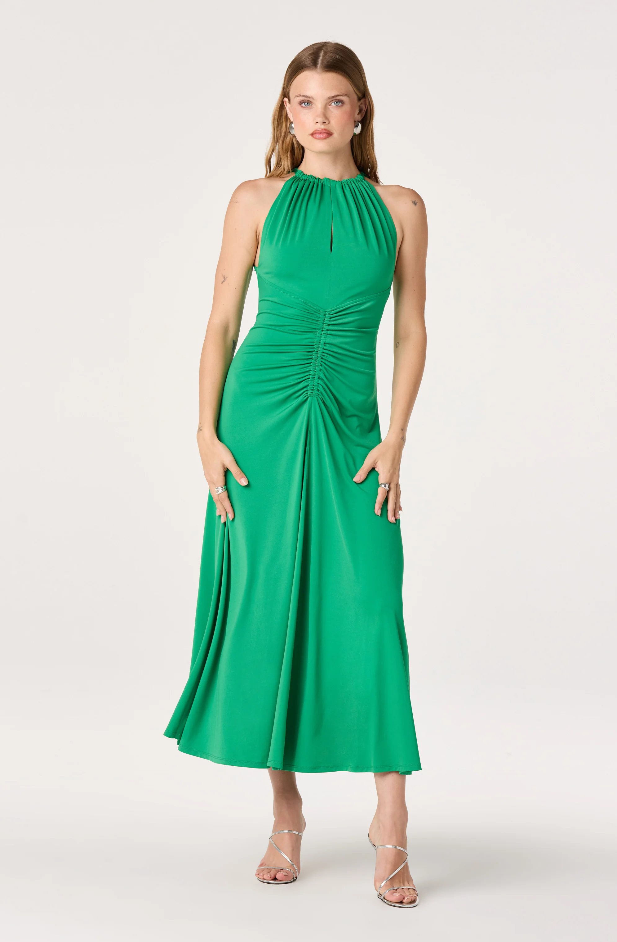 Mallory Ruched Halter Maxi Dress - Image 4