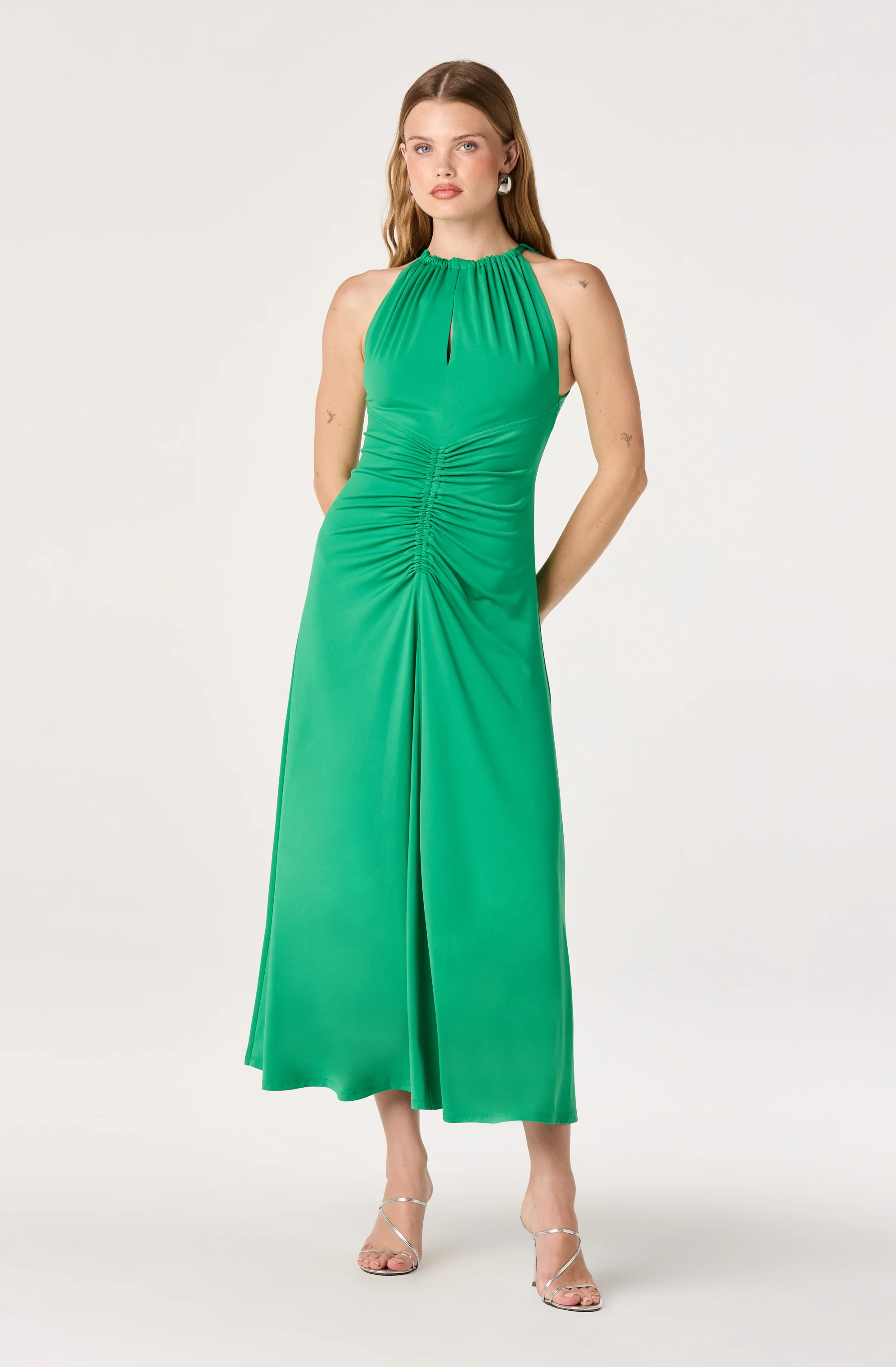 Mallory Ruched Halter Maxi Dress - Image 5