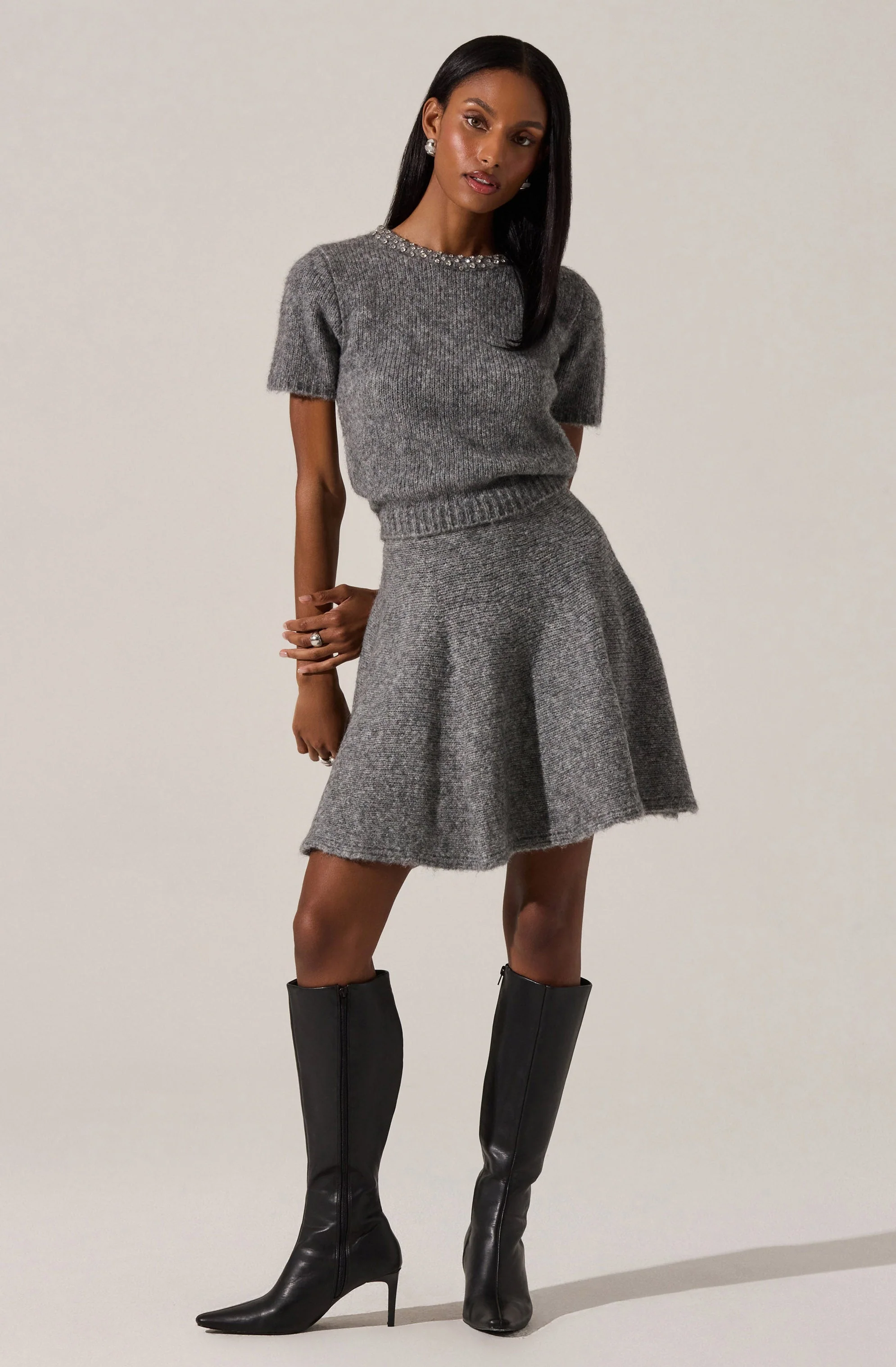 Malvie Flared Mini Sweater Skirt - Image 3