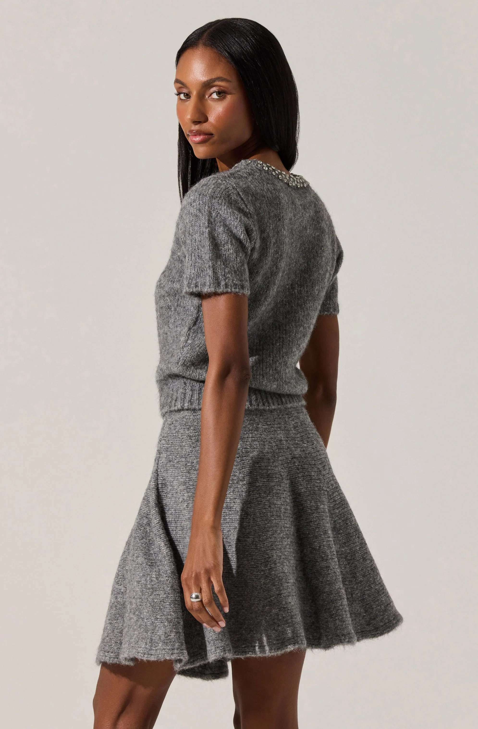 Malvie Flared Mini Sweater Skirt - Image 6