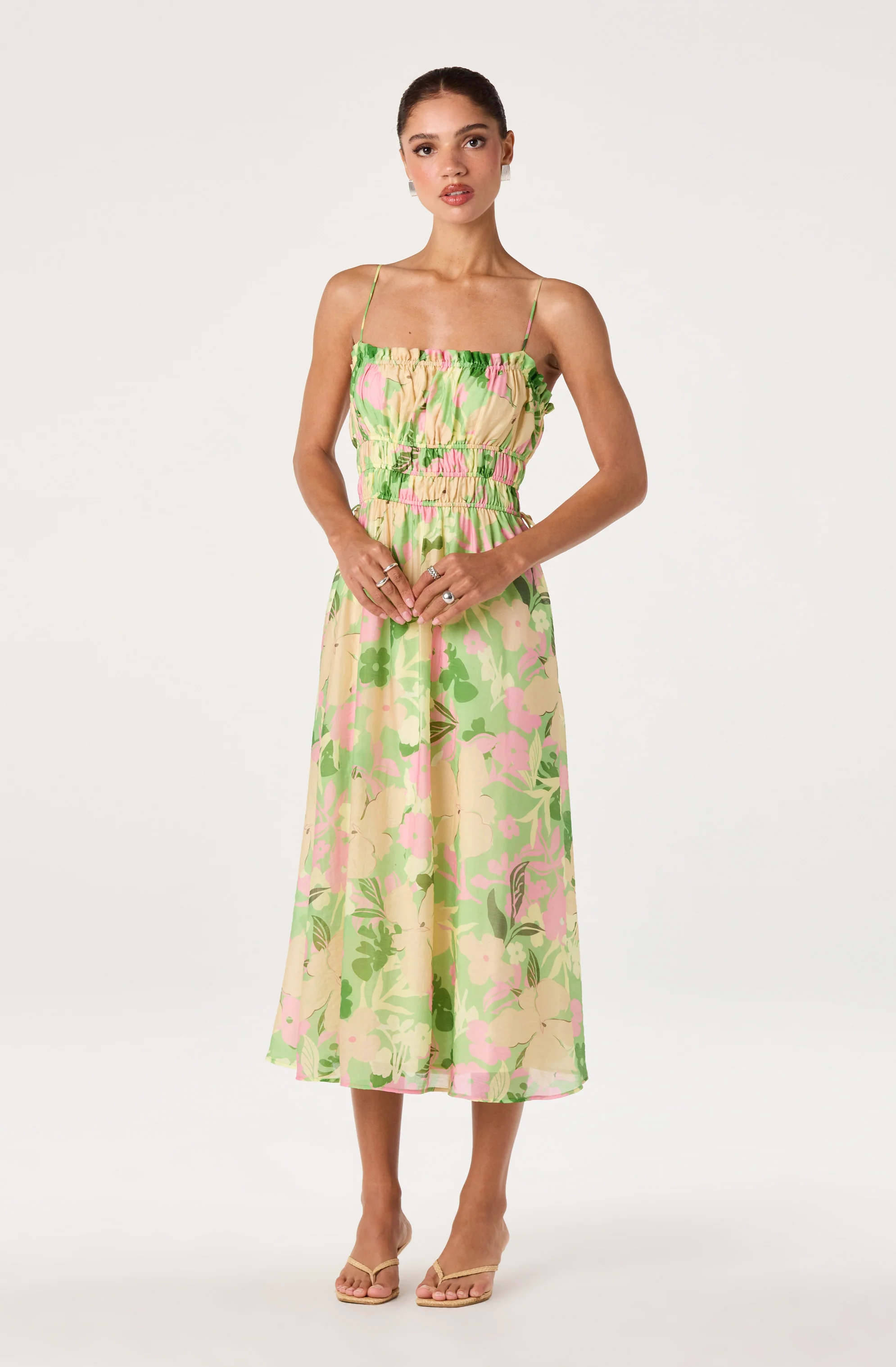 Maren Smocked Floral Midi Dress - Image 2