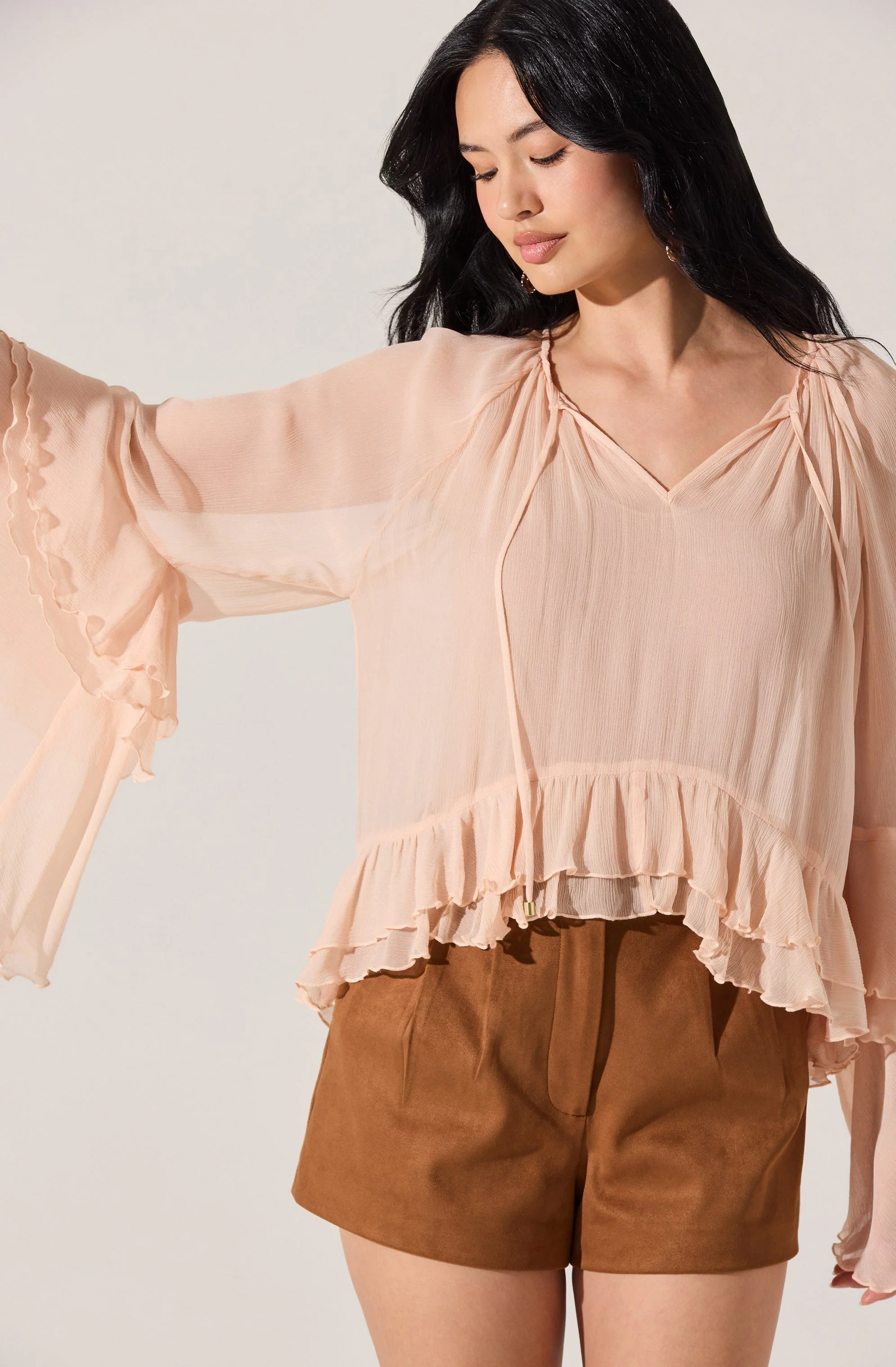 Margaery Sheer Ruffle Peplum Top - Image 2