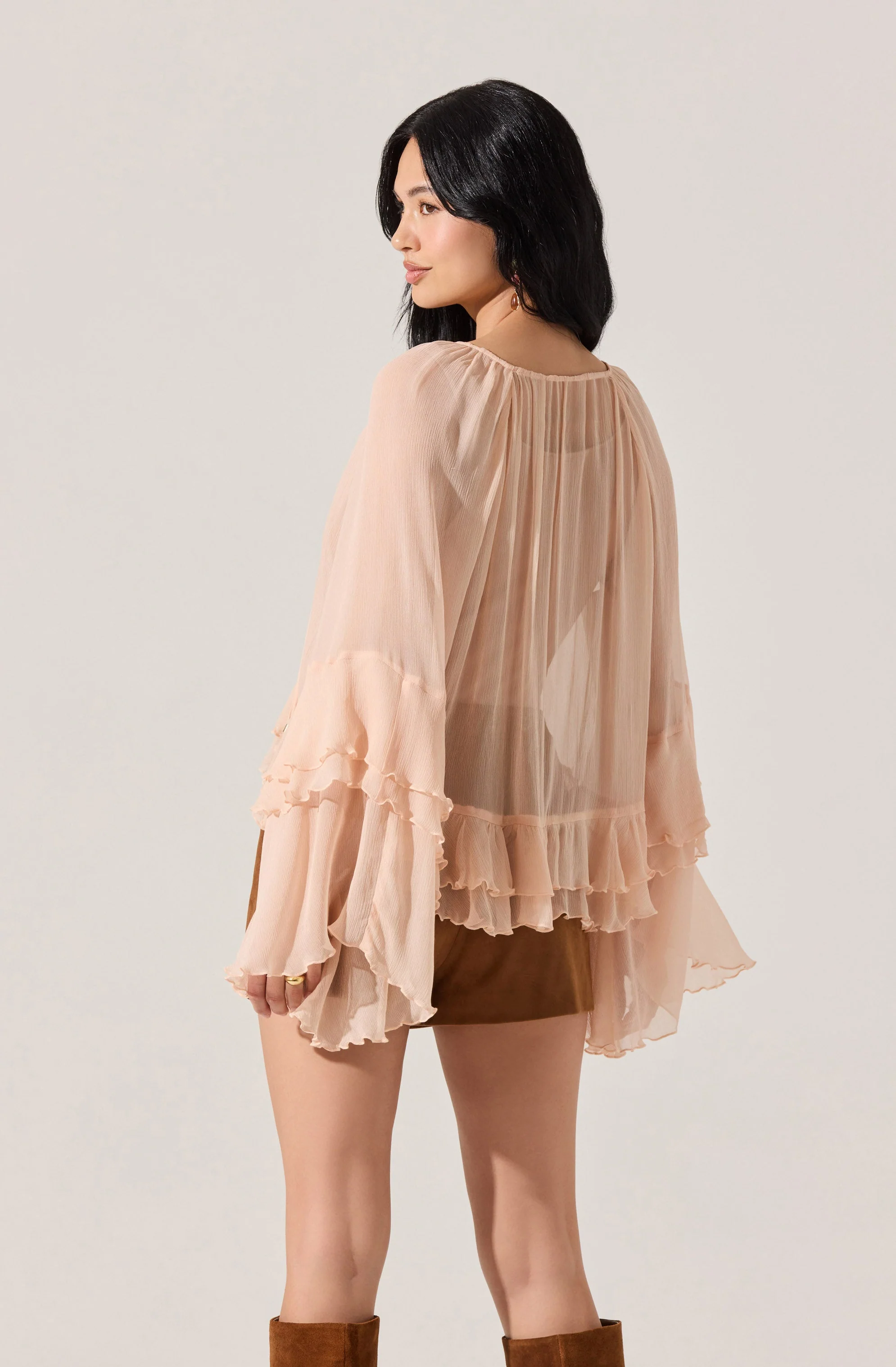 Margaery Sheer Ruffle Peplum Top - Image 3