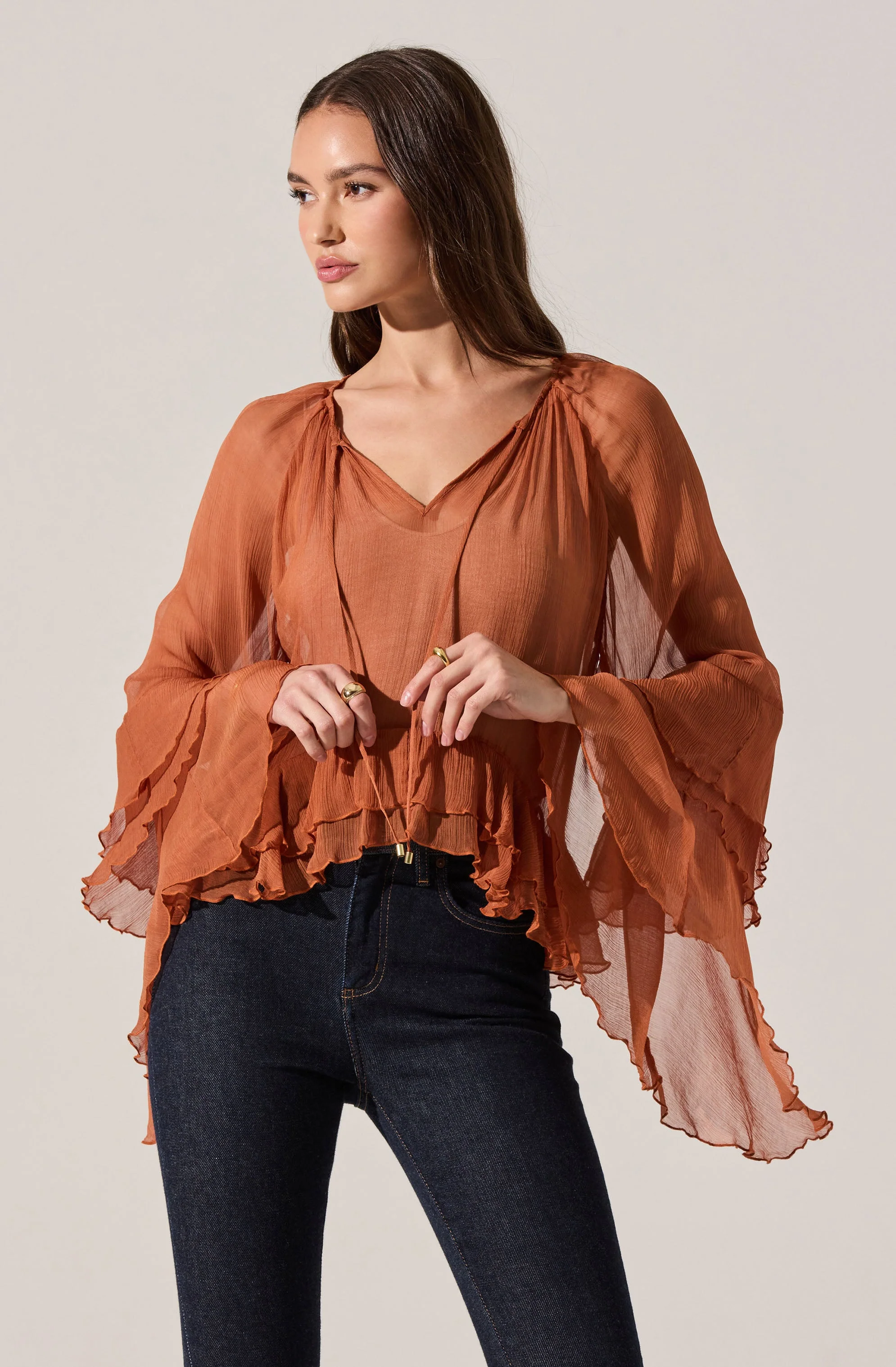 Margaery Sheer Ruffle Peplum Top - Image 8