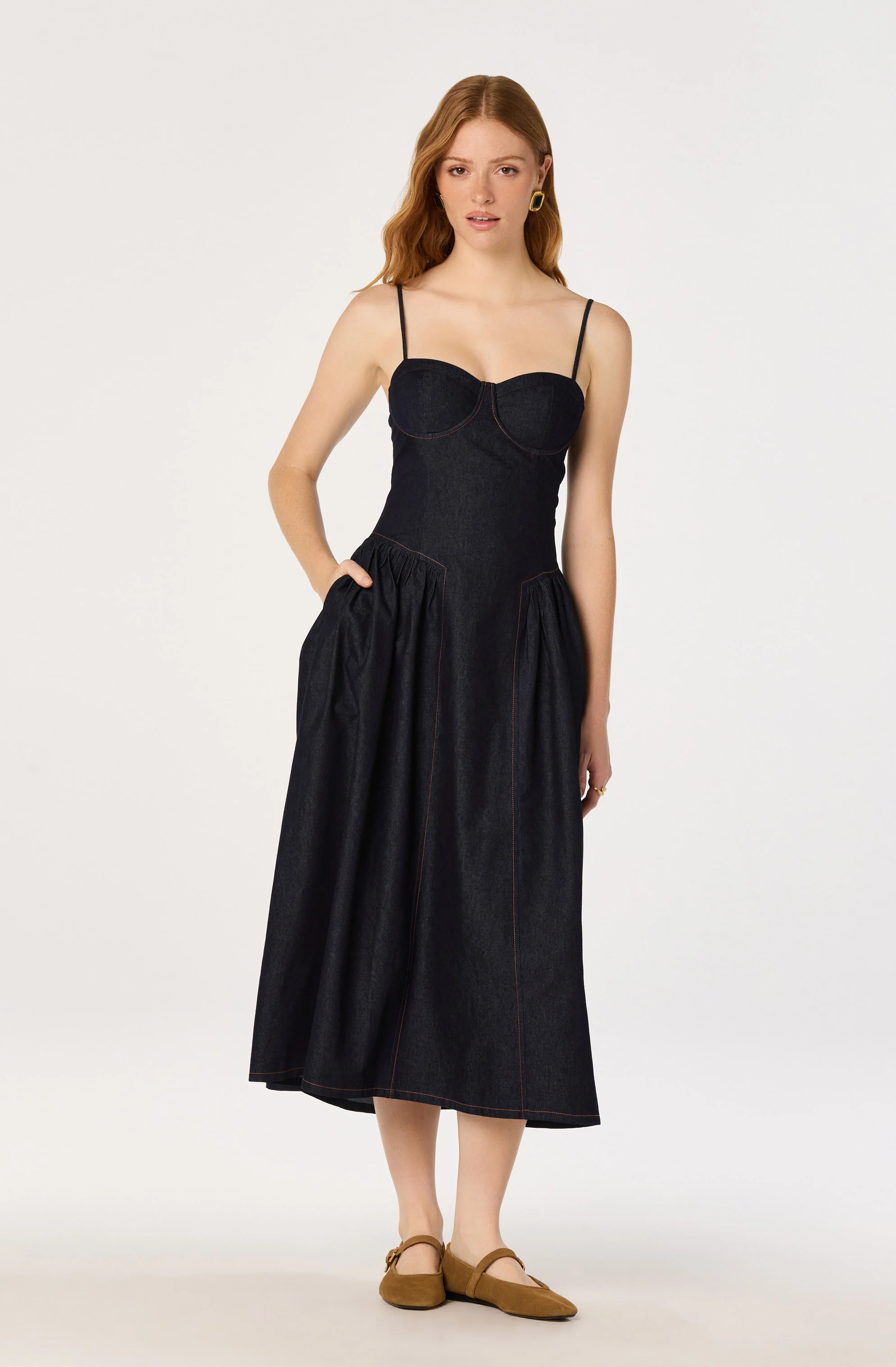 Margaux Denim Bustier Midi Dress - Image 4