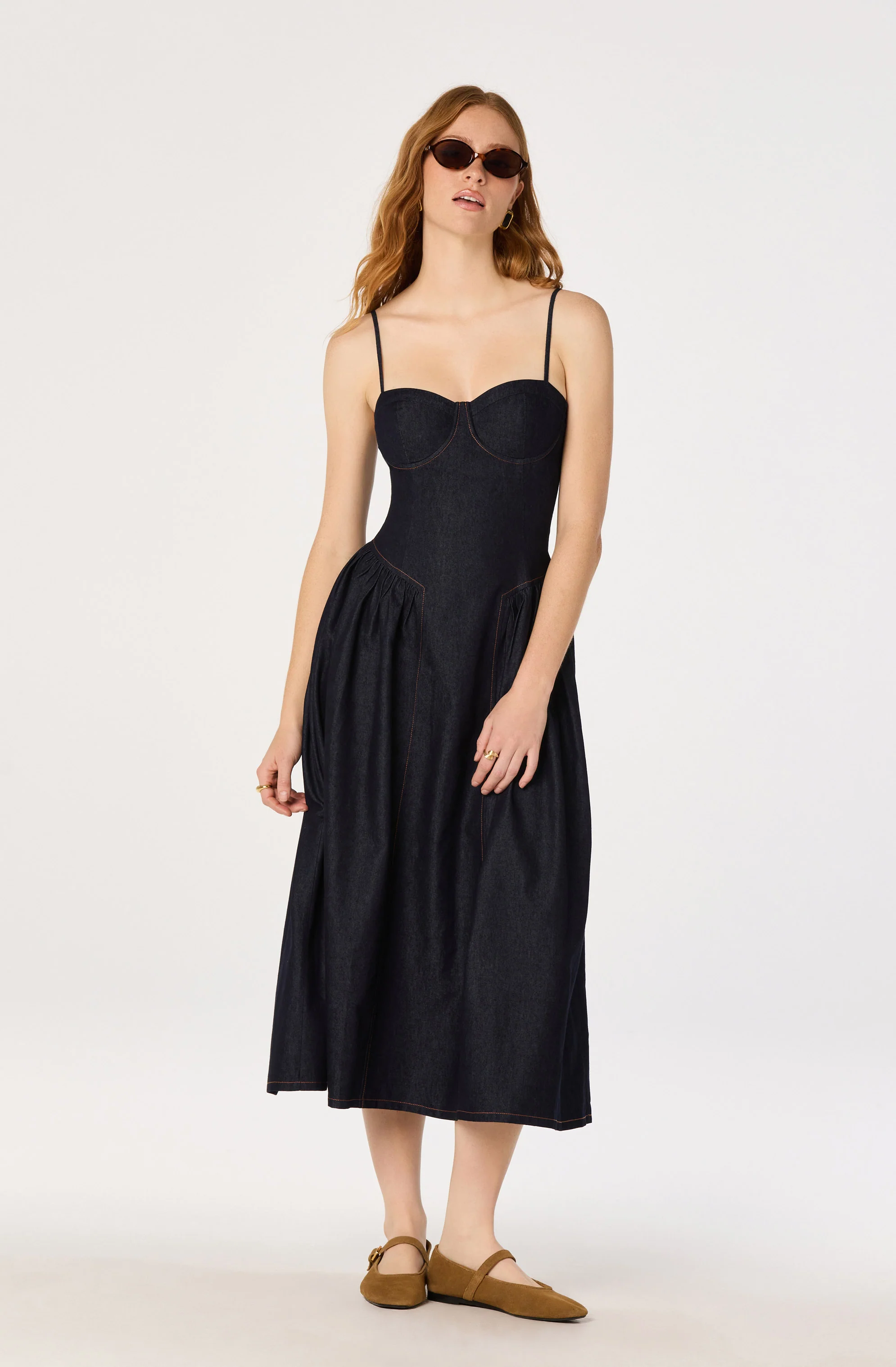 Margaux Denim Bustier Midi Dress - Image 5