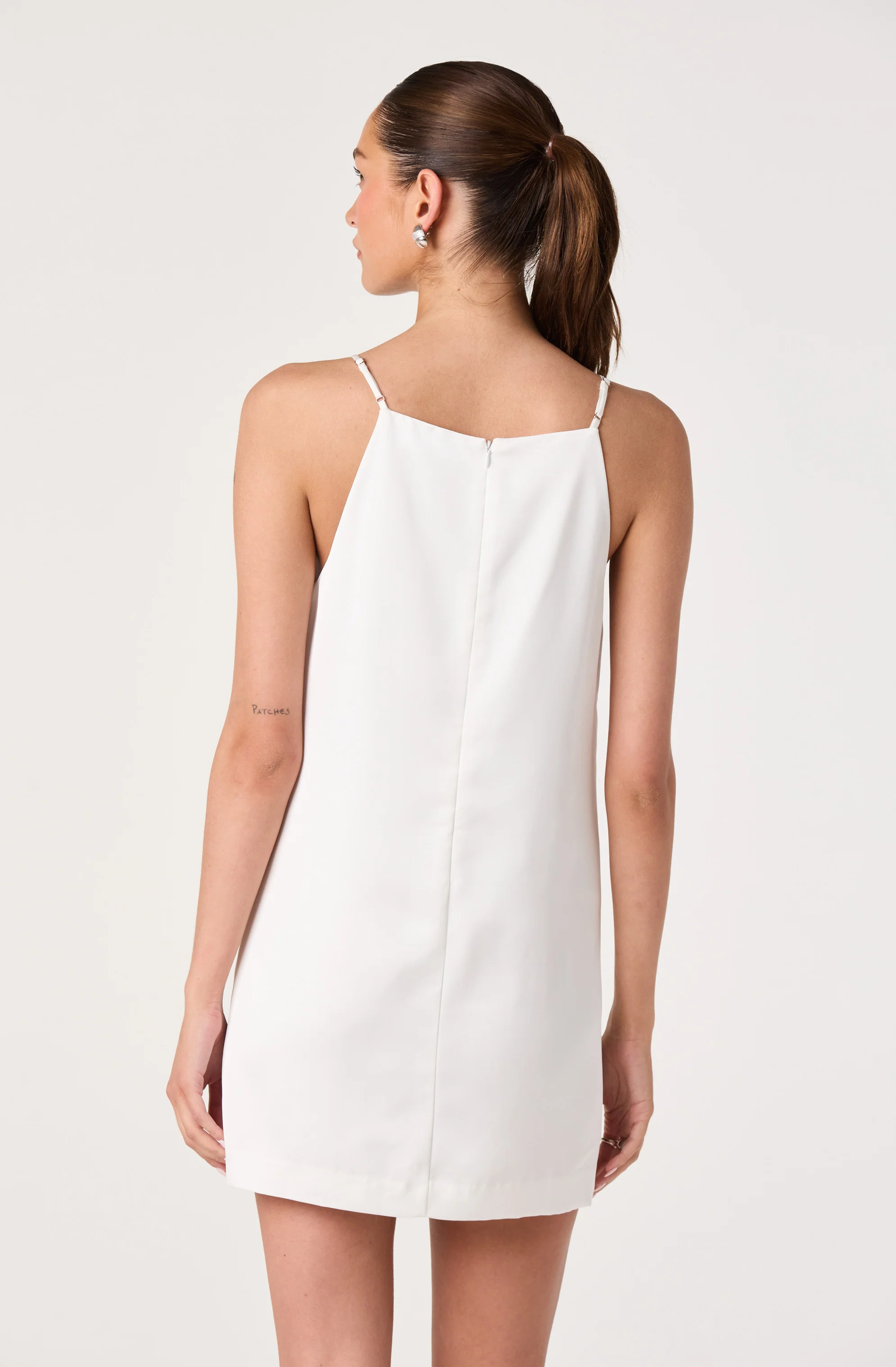 Marigold Satin 3D Floral Mini Dress - Image 3