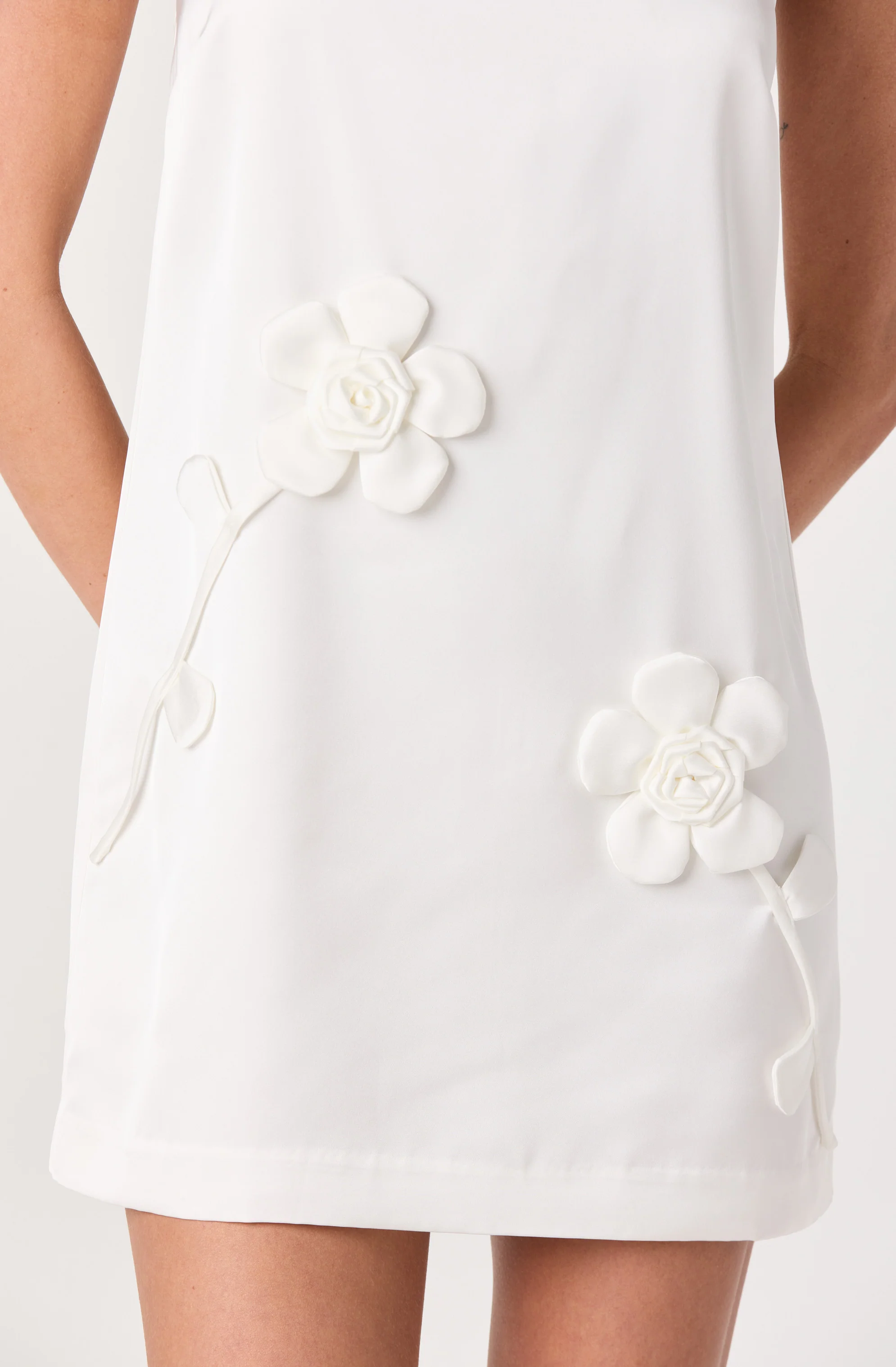 Marigold Satin 3D Floral Mini Dress - Image 5