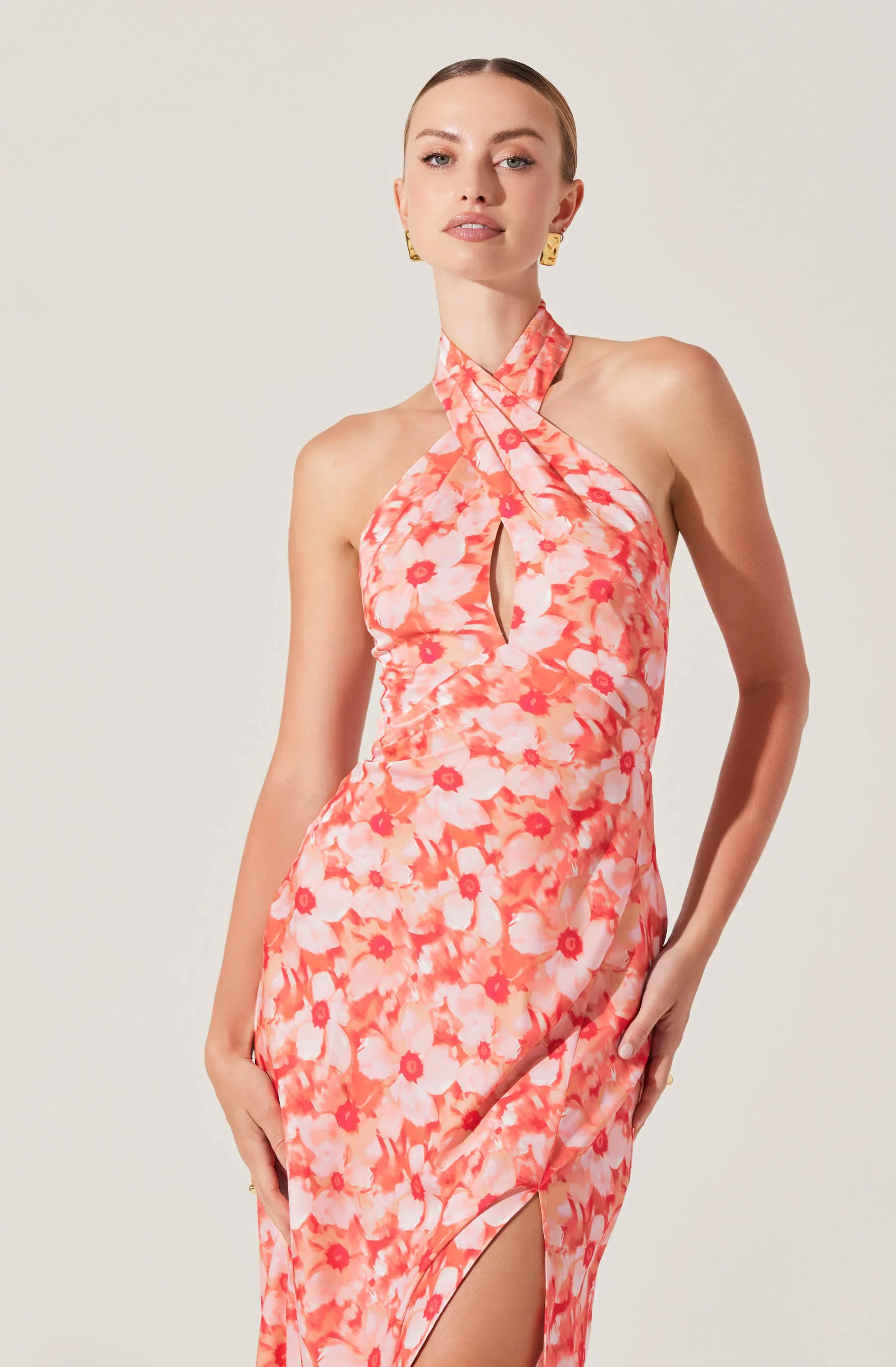 Marissa Floral Halter Neck Midi Dress - Image 2
