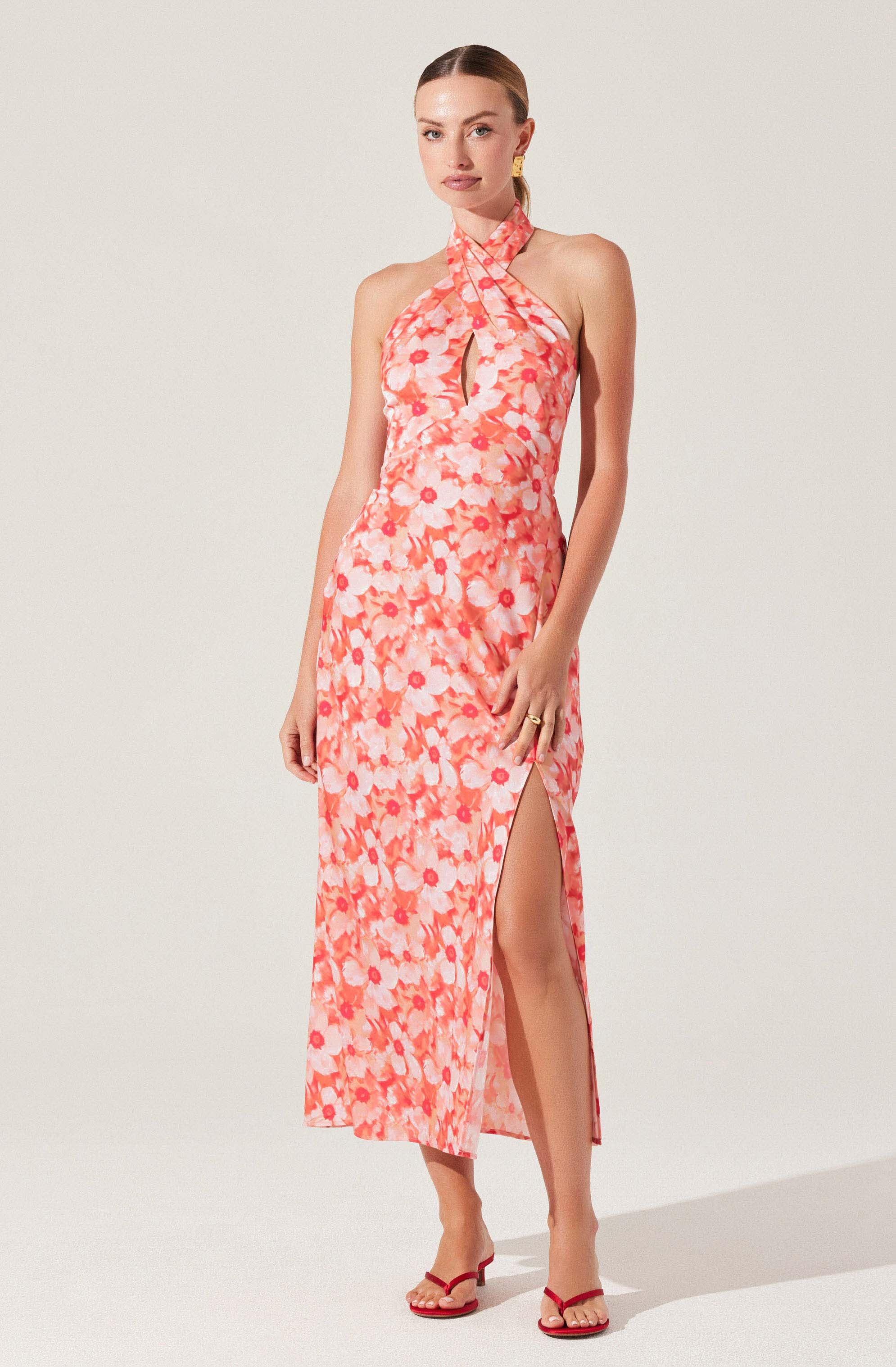 Marissa Floral Halter Neck Midi Dress - Image 4