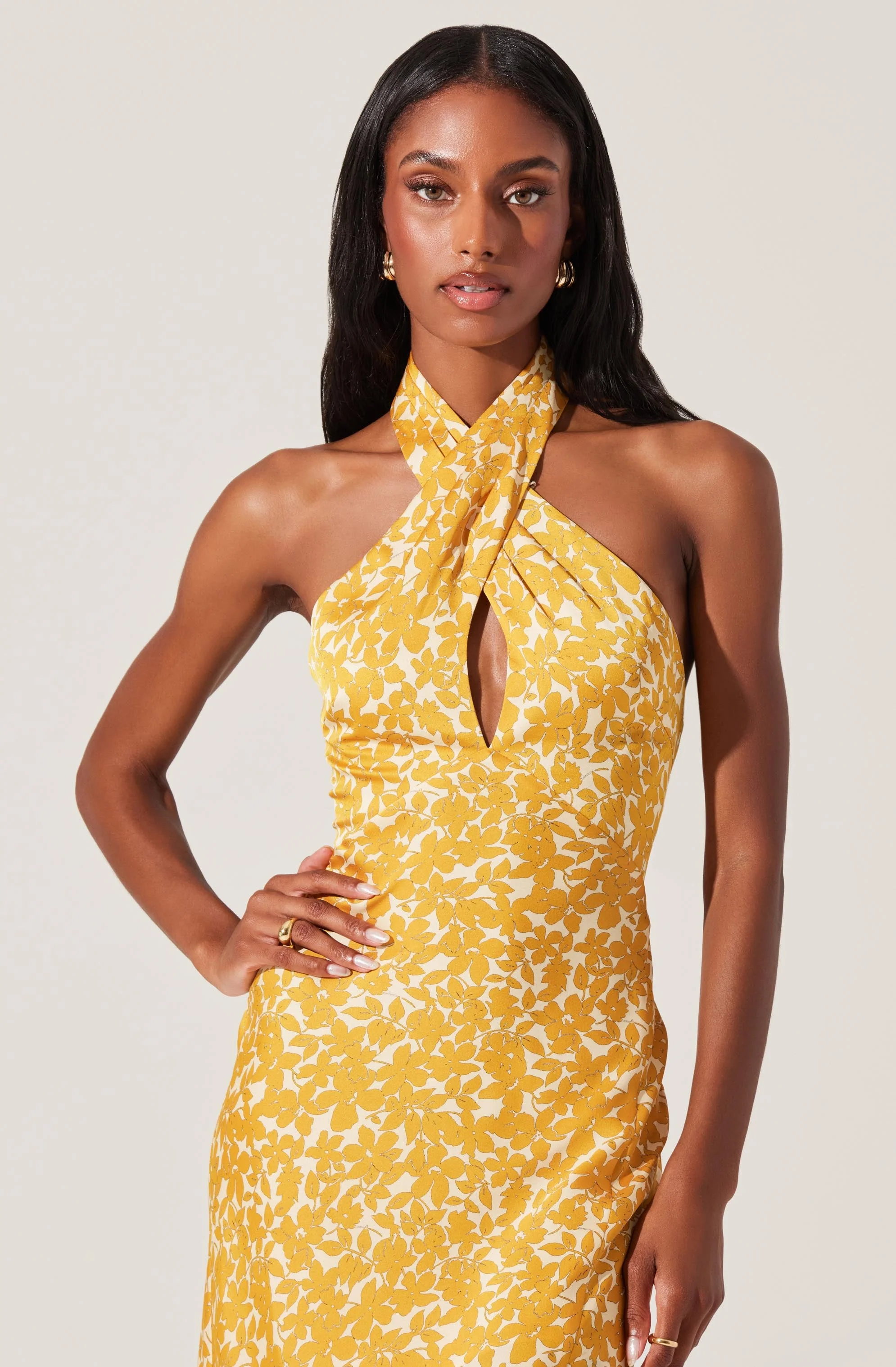 Marissa Floral Halter Neck Midi Dress - Image 8
