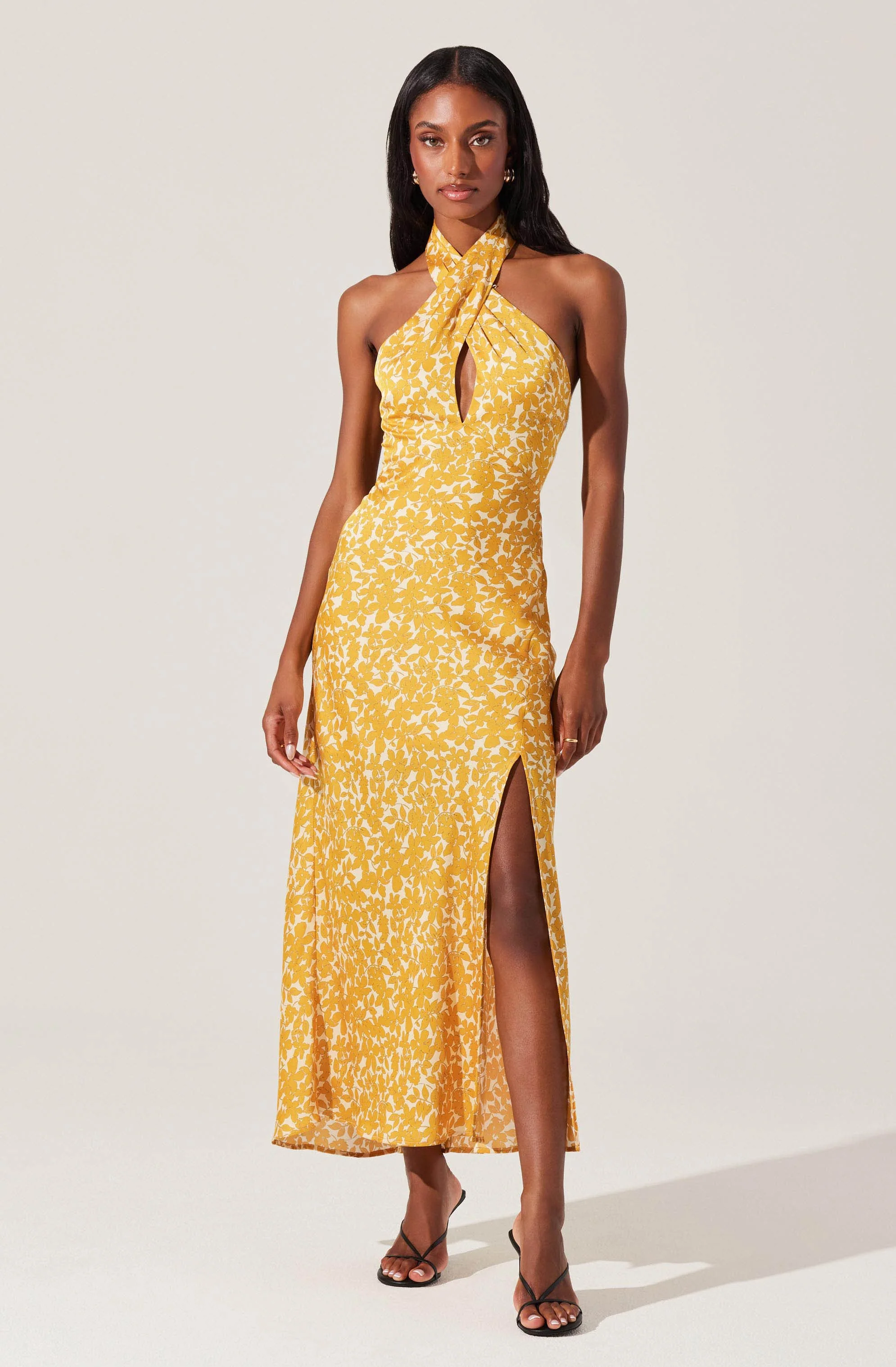 Marissa Floral Halter Neck Midi Dress - Image 9