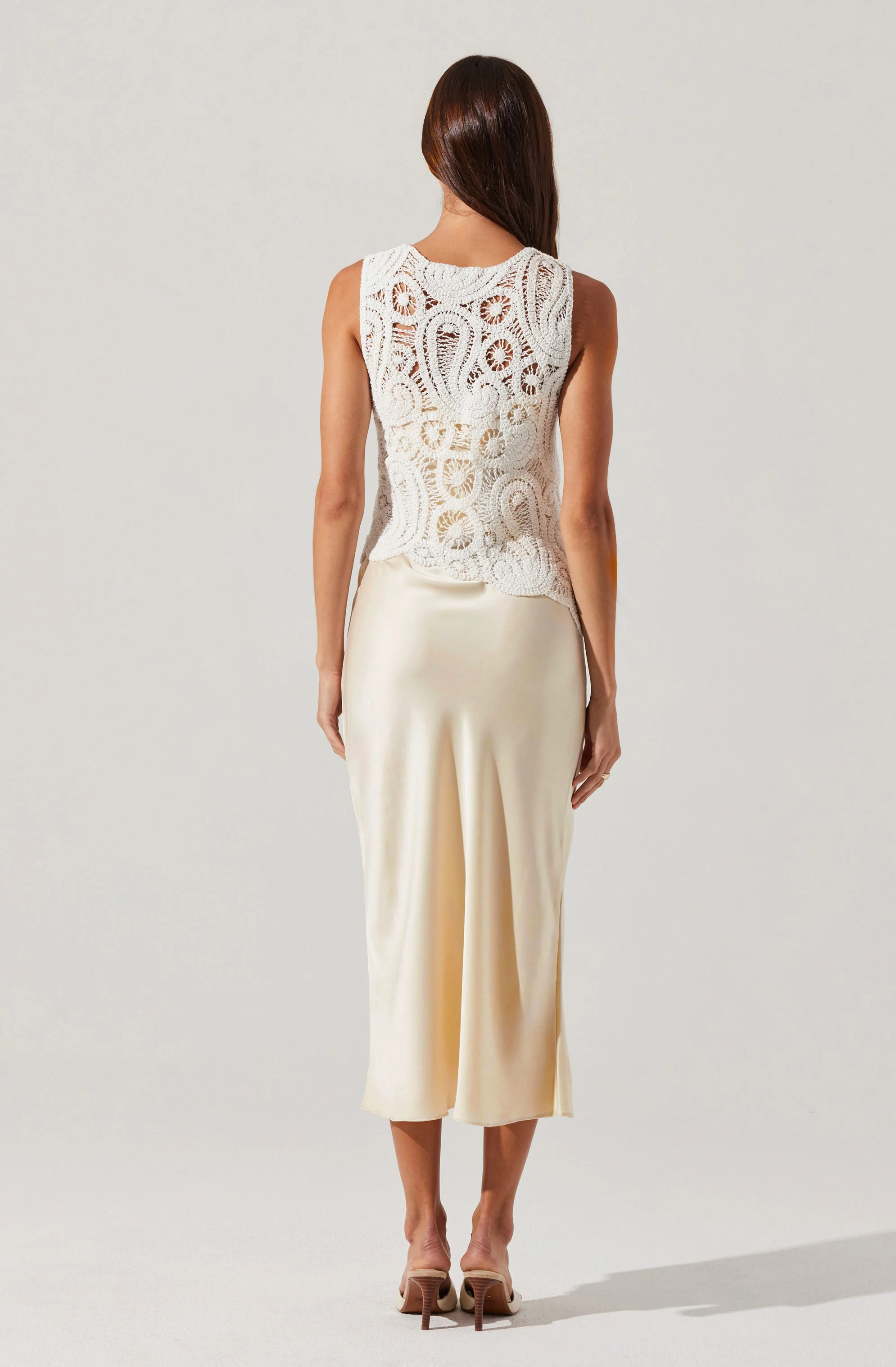 Martina Crochet-Layered Satin Dress - Image 2