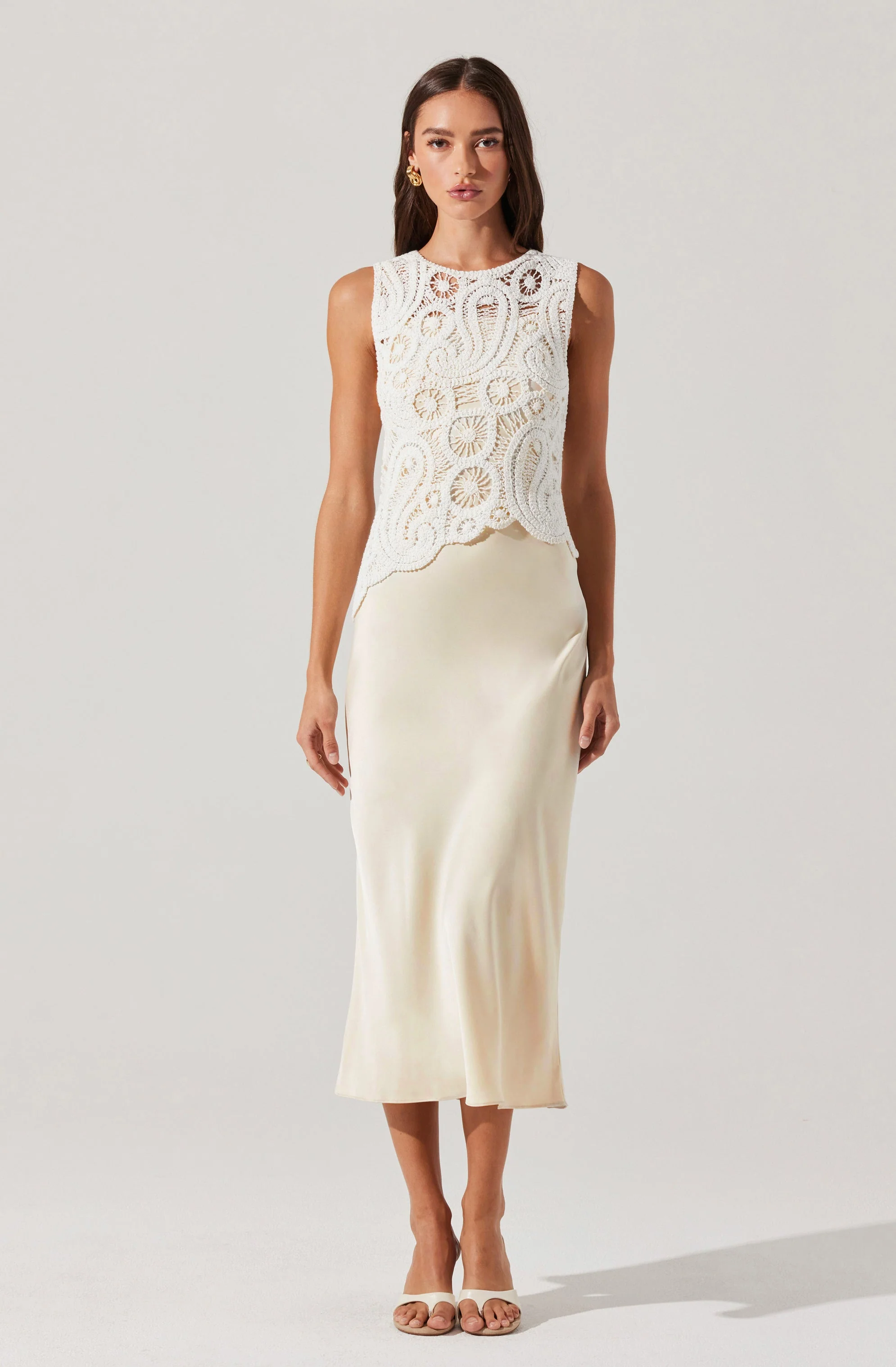 Martina Crochet-Layered Satin Dress - Image 5