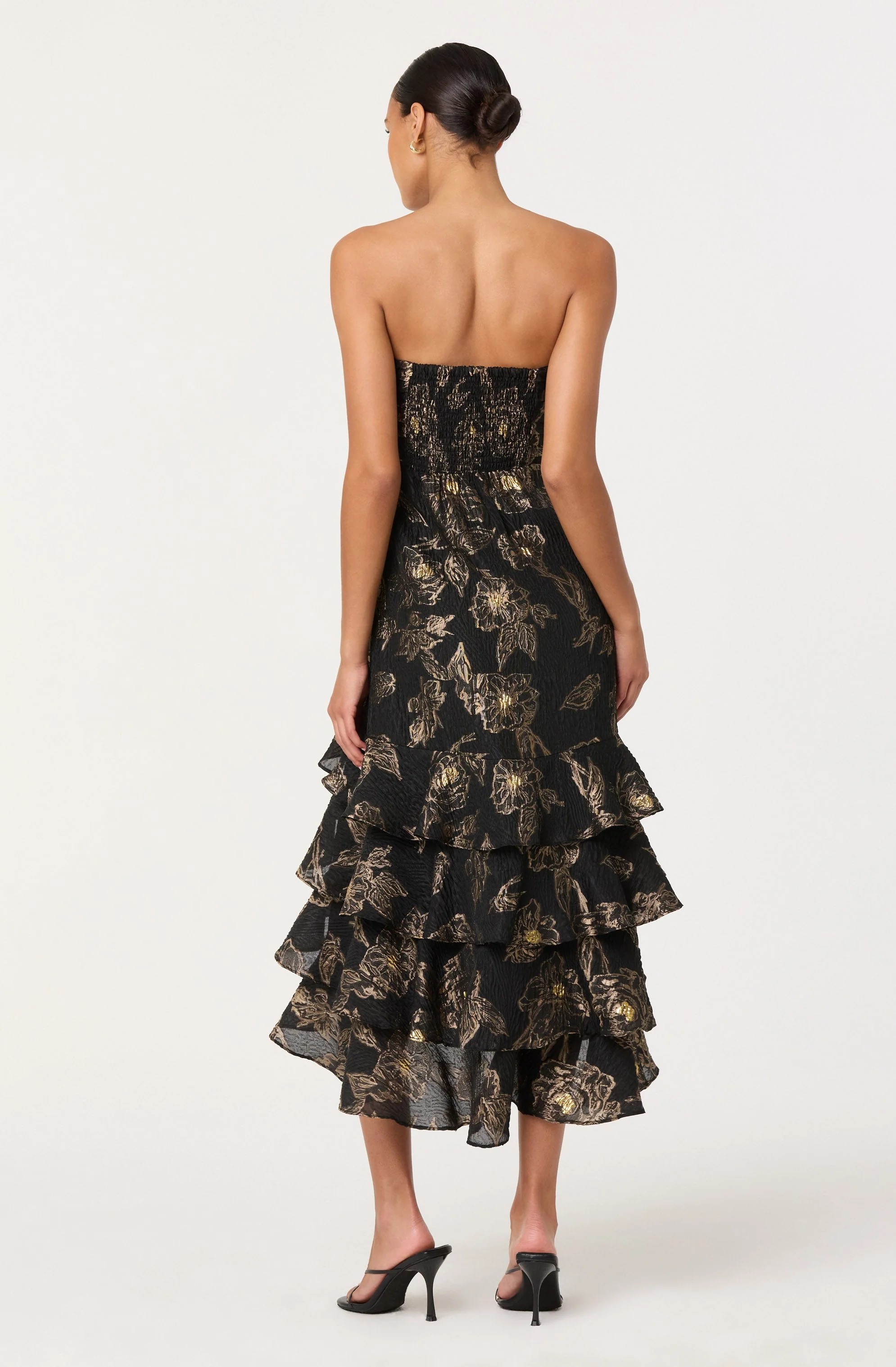 Marysia Strapless Metallic Floral Midi Dress - Image 2