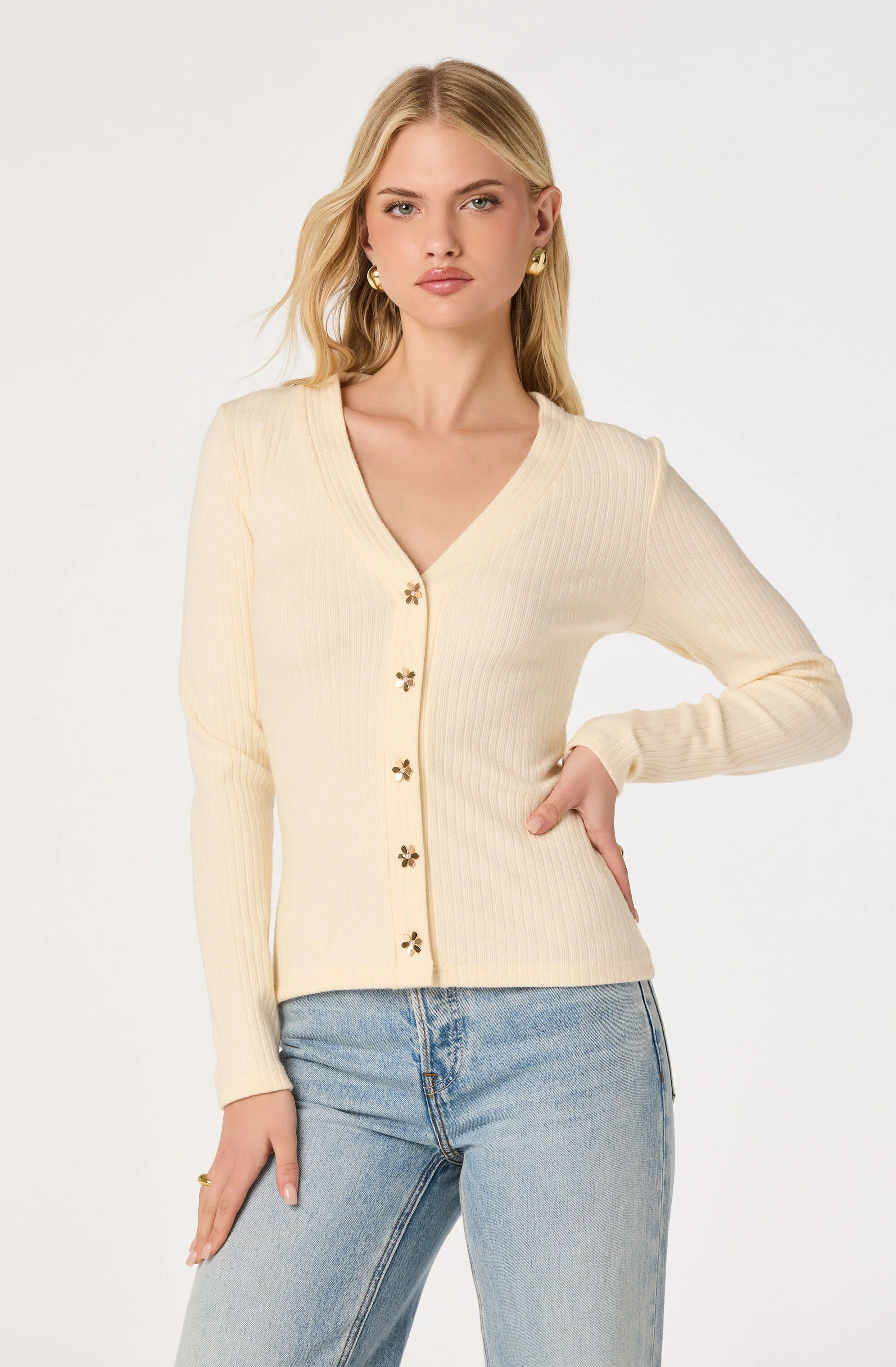 Mckenzie Ribbed V-Neck Cardigan - Image 11