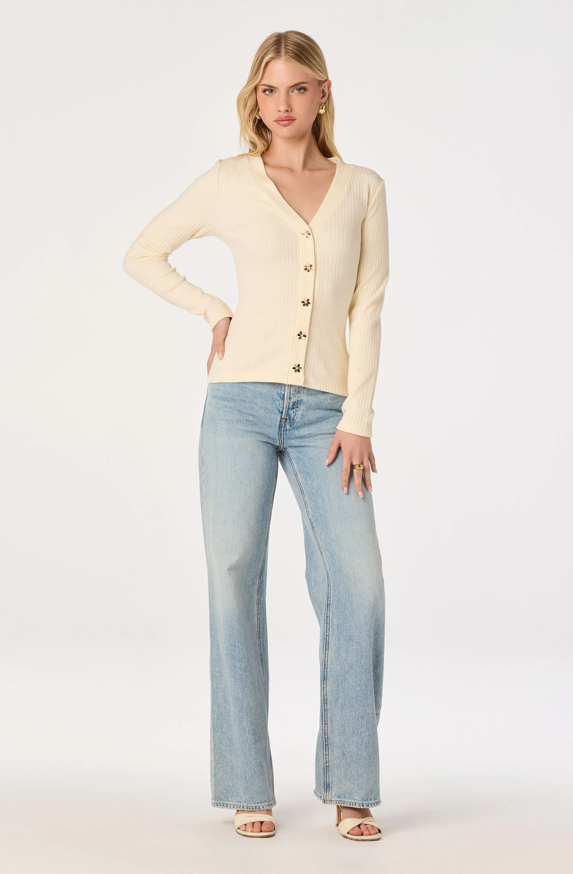 Mckenzie Ribbed V-Neck Cardigan - Image 12