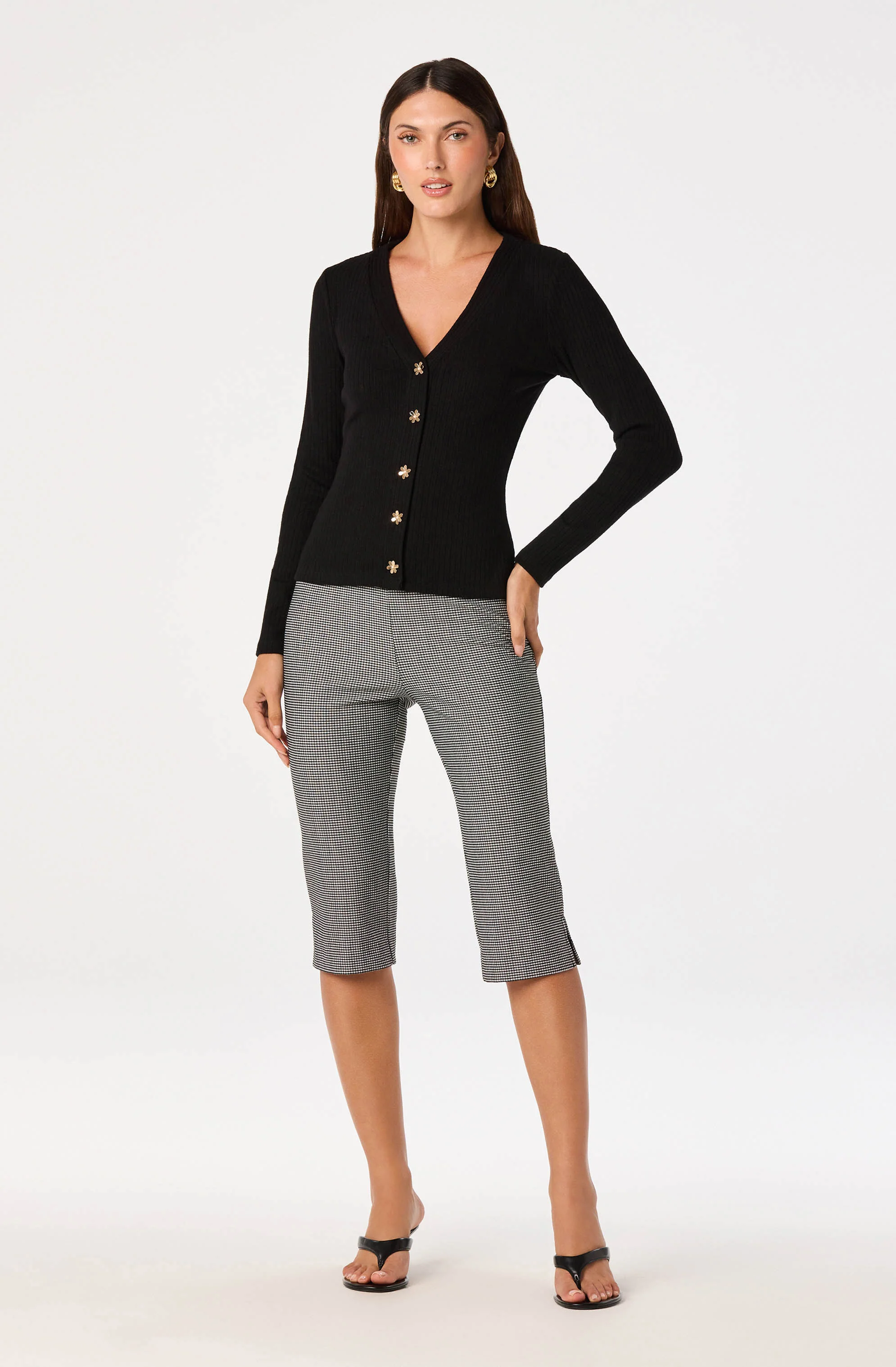 Mckenzie Ribbed V-Neck Cardigan - Image 2