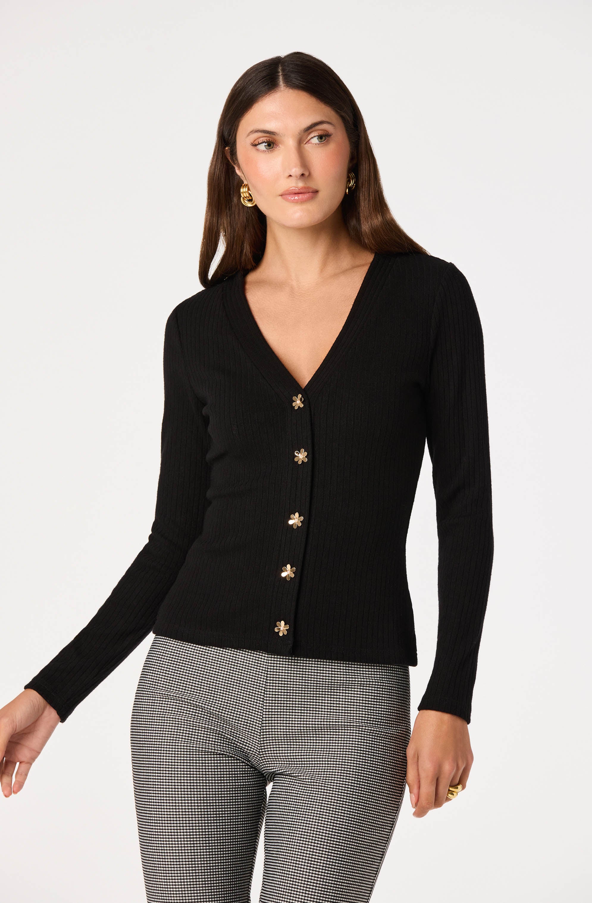 Mckenzie Ribbed V-Neck Cardigan - Image 3