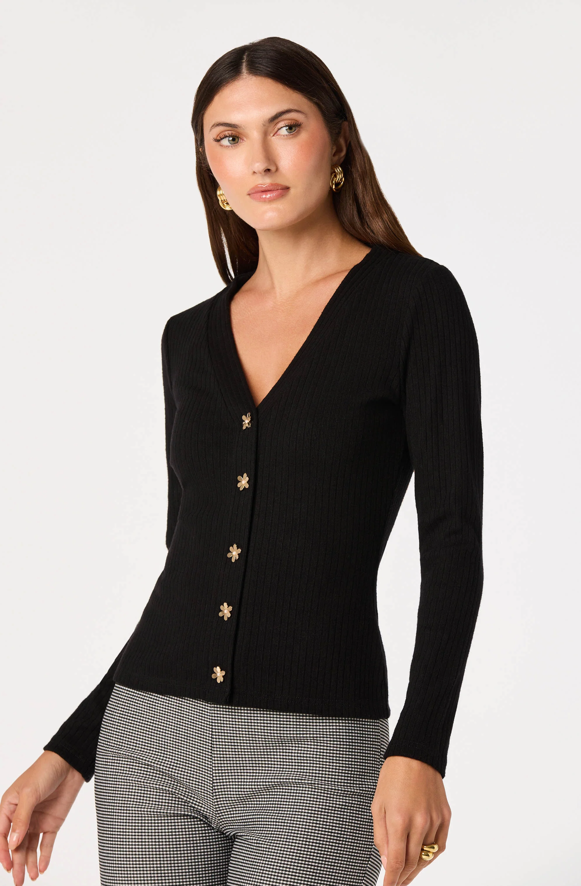 Mckenzie Ribbed V-Neck Cardigan - Image 5