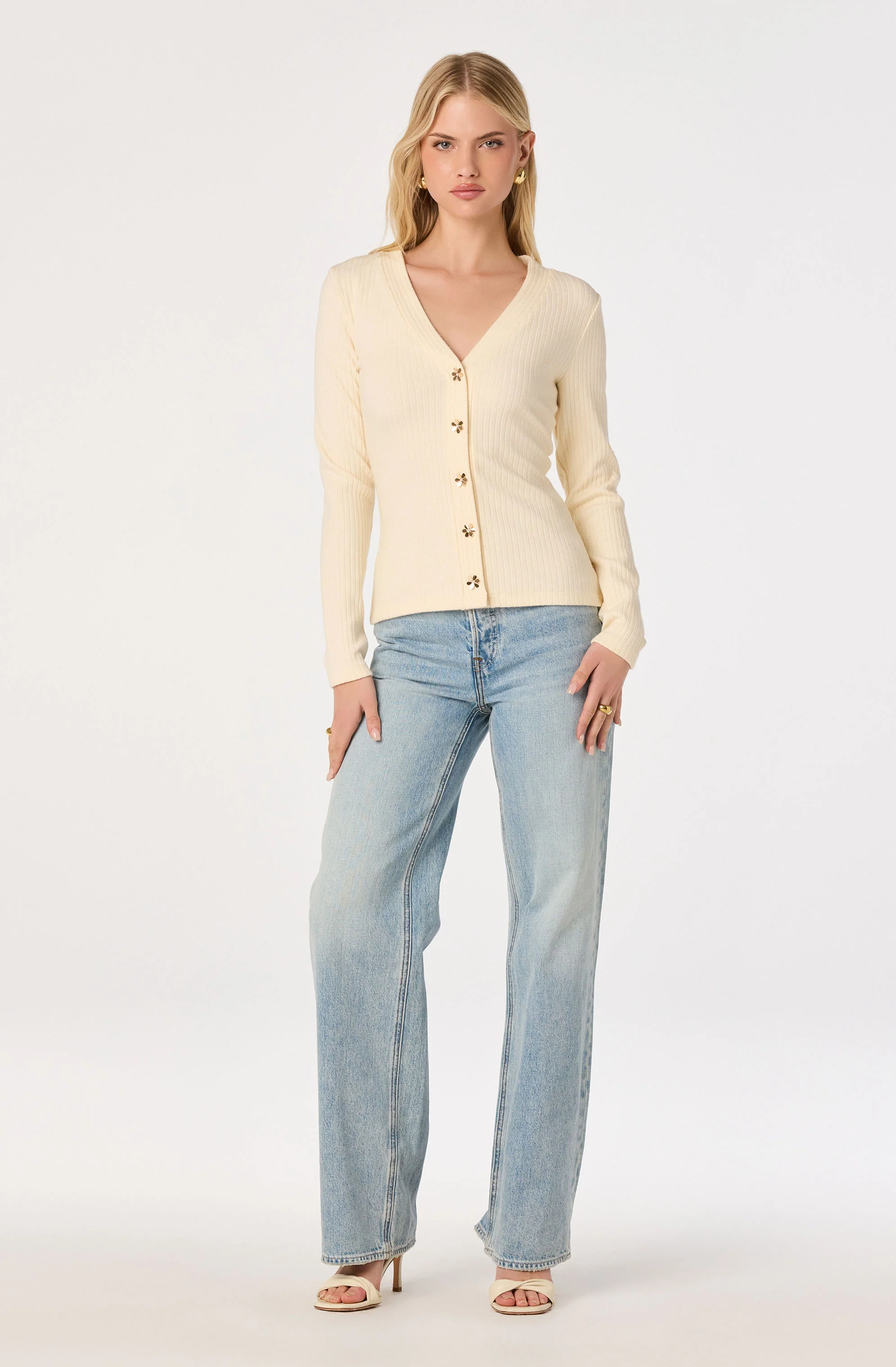 Mckenzie Ribbed V-Neck Cardigan - Image 8