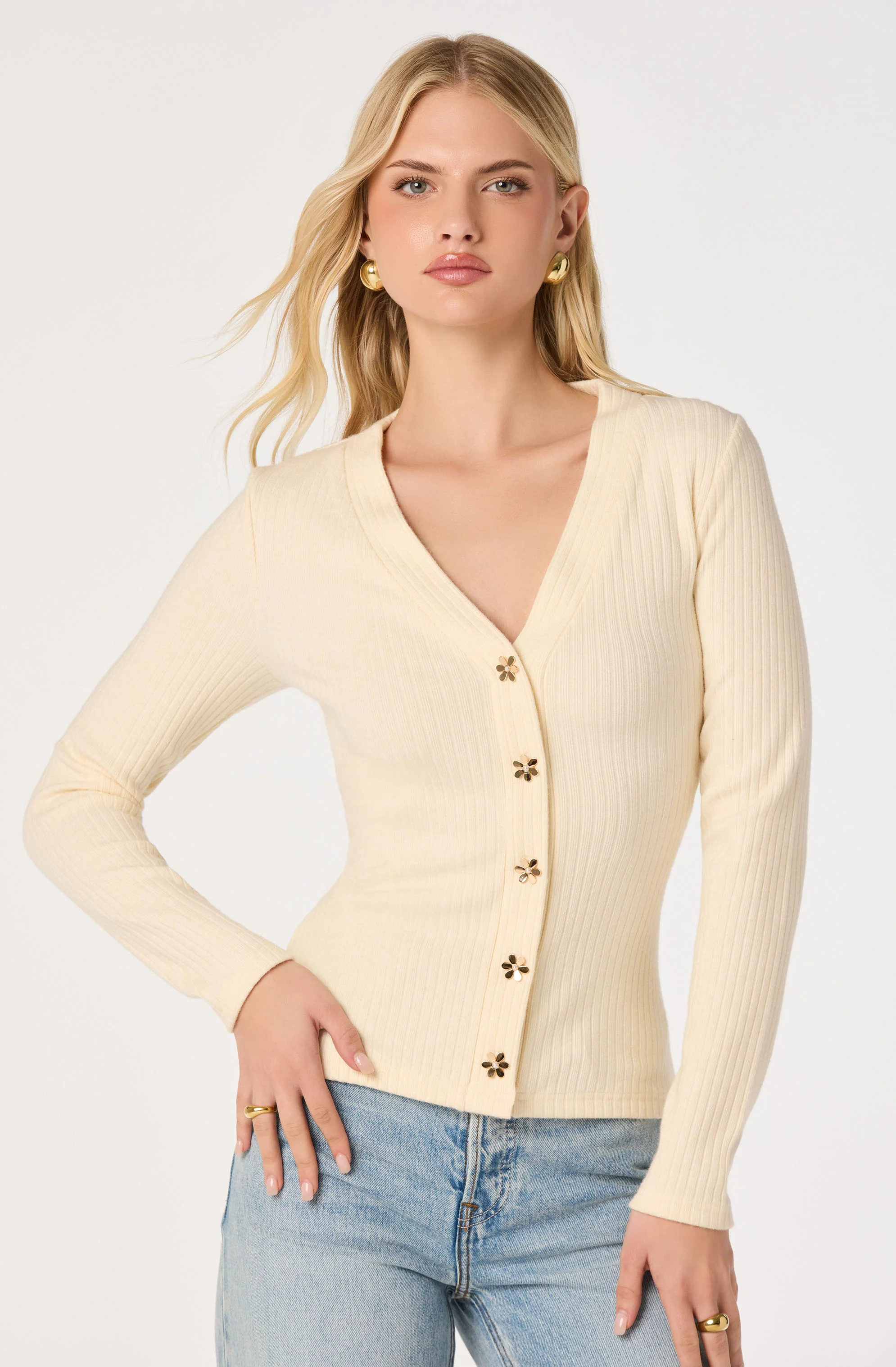 Mckenzie Ribbed V-Neck Cardigan - Image 9