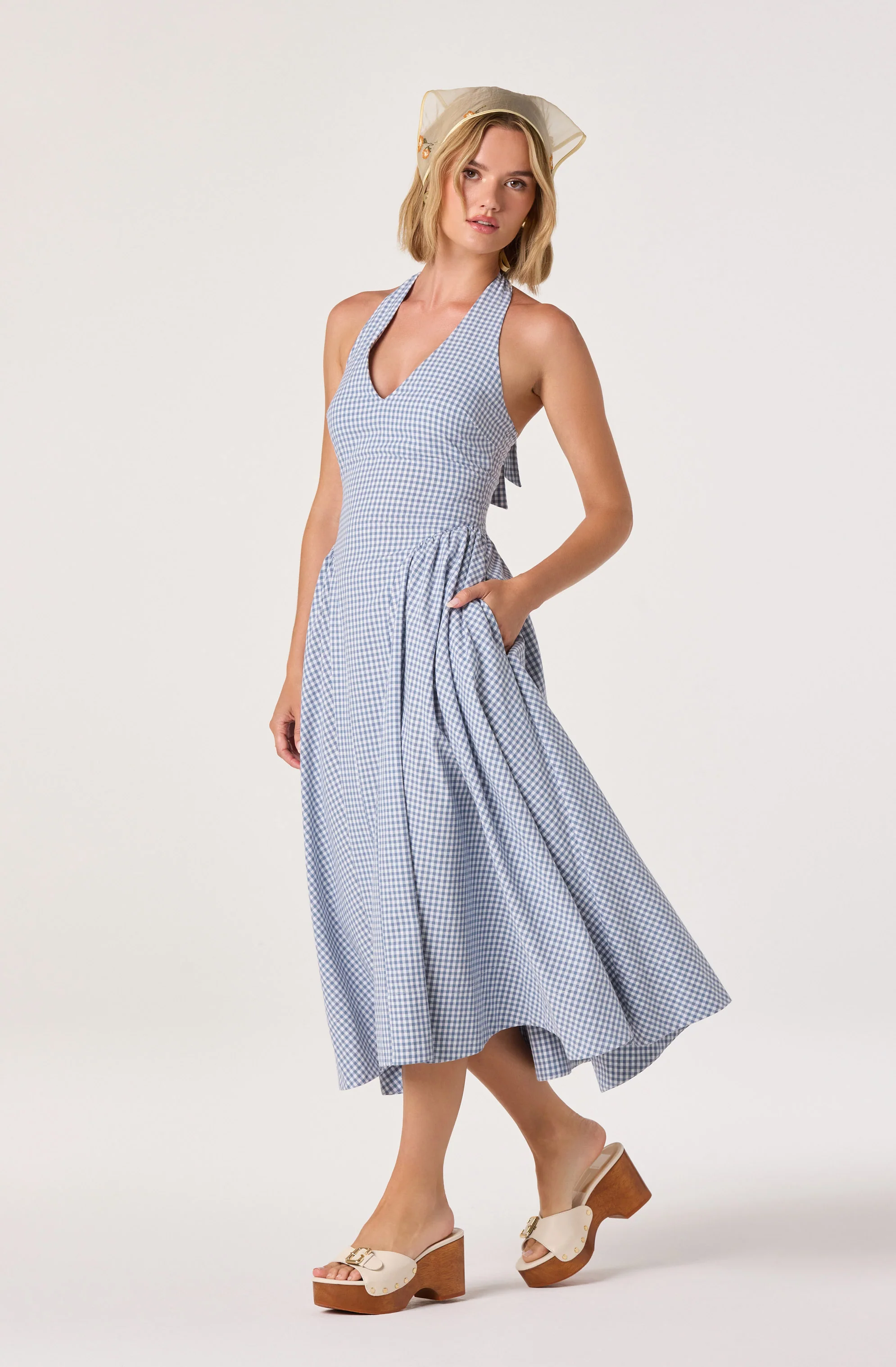 Meana Gingham Halter Midi Dress - Image 4