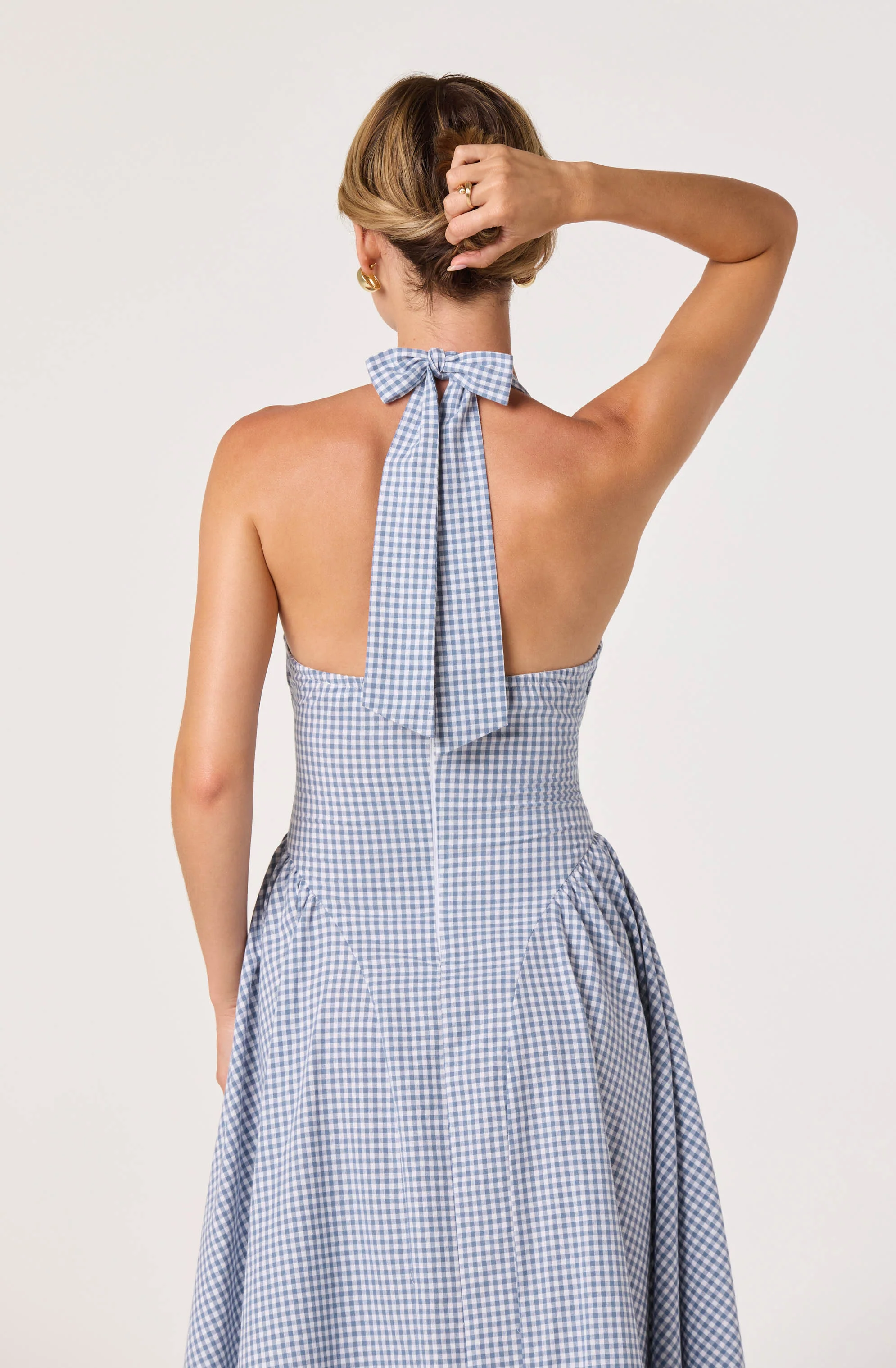 Meana Gingham Halter Midi Dress - Image 6