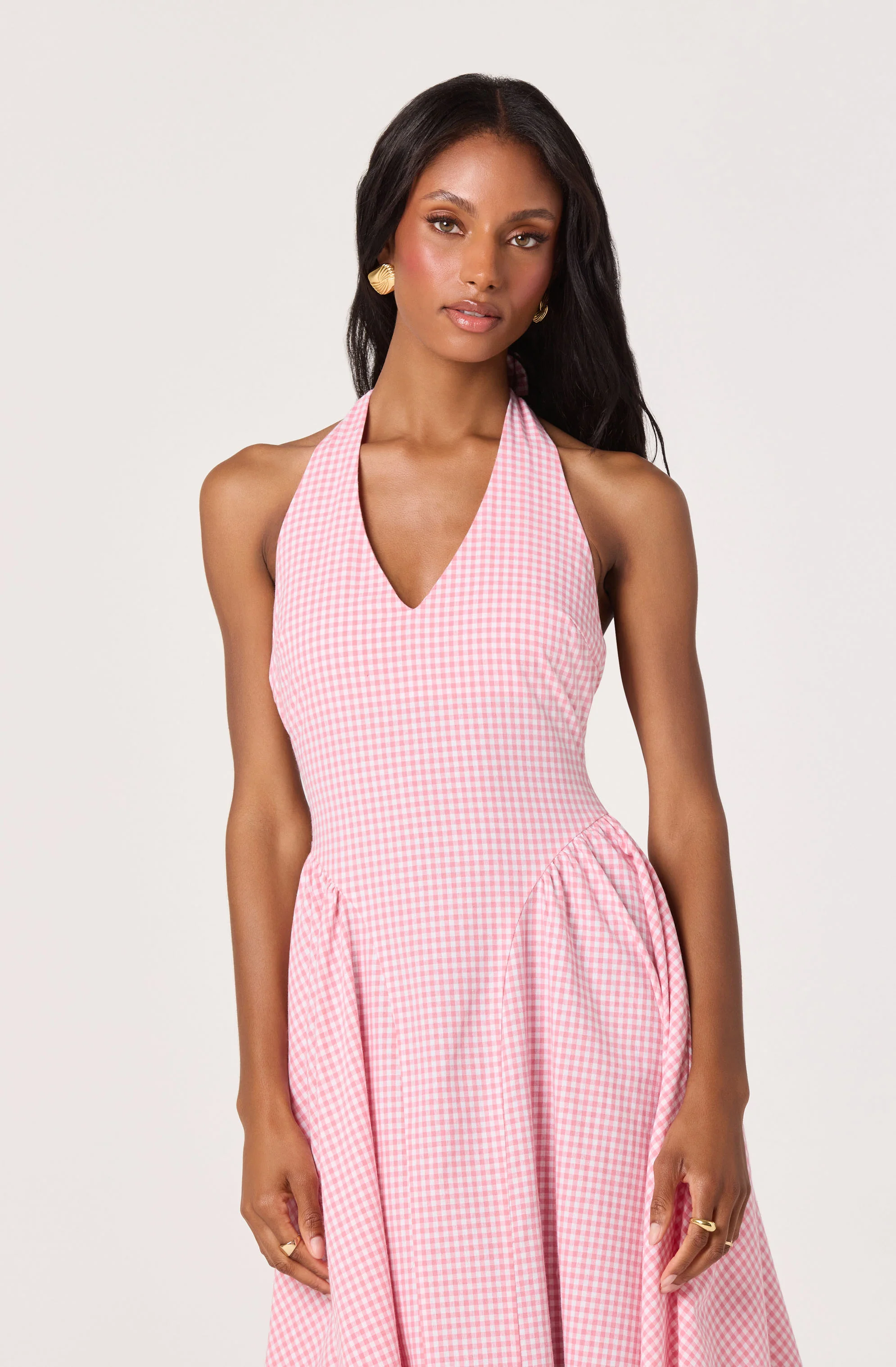 Meana Gingham Halter Midi Dress - Image 8