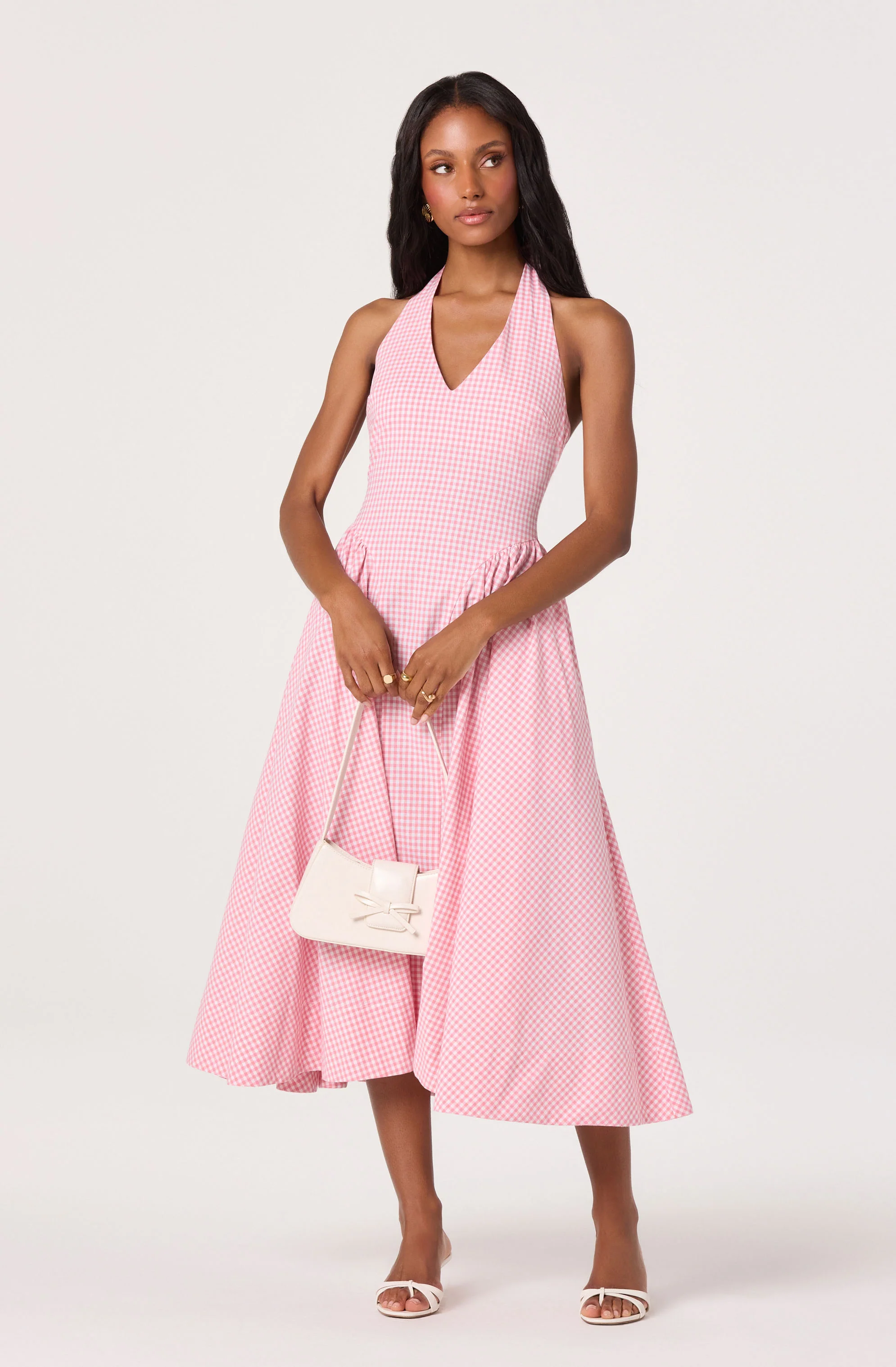 Meana Gingham Halter Midi Dress - Image 9