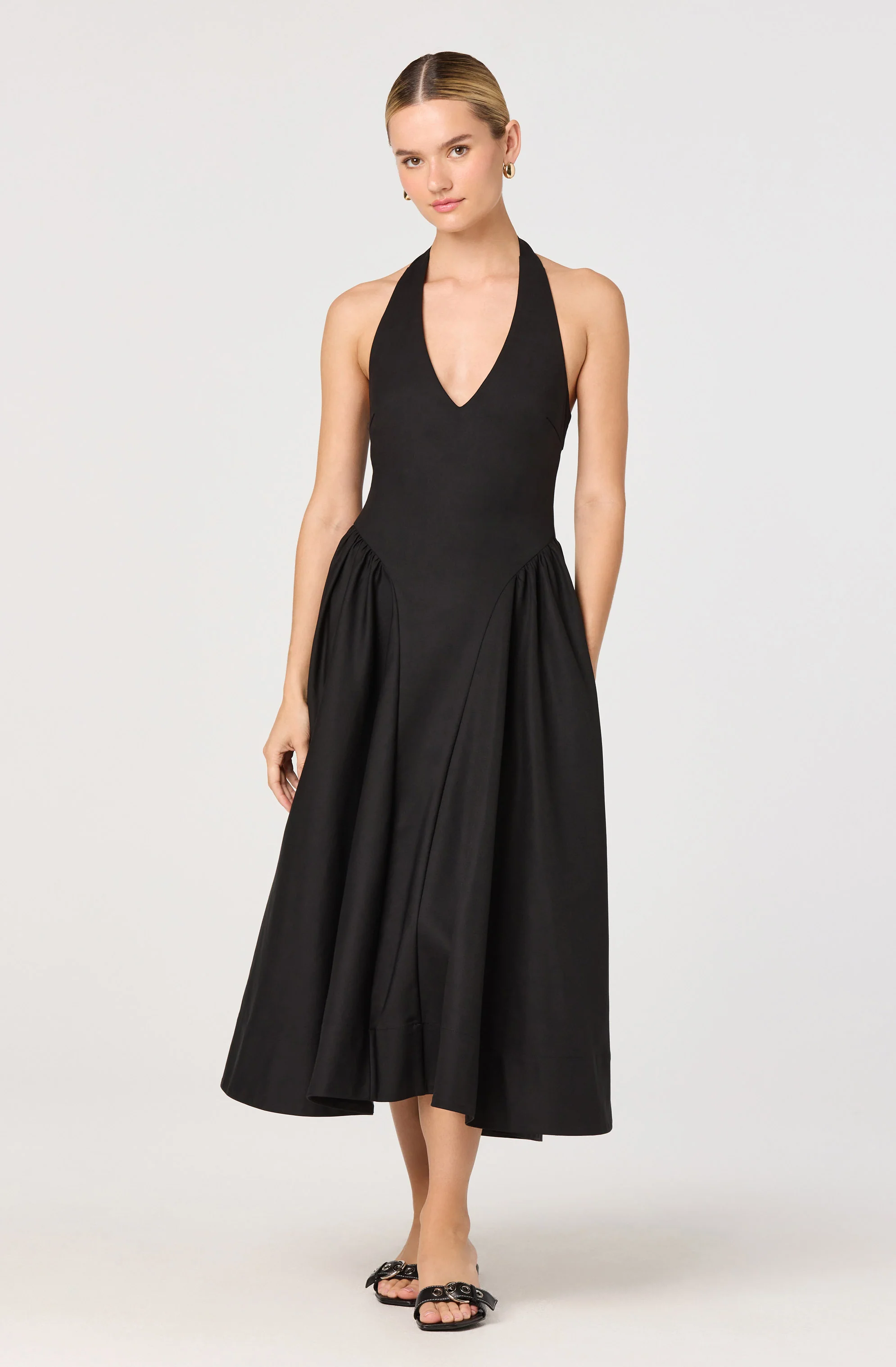 Meana Halter Plunge Drop-Waist Midi Dress - Image 11