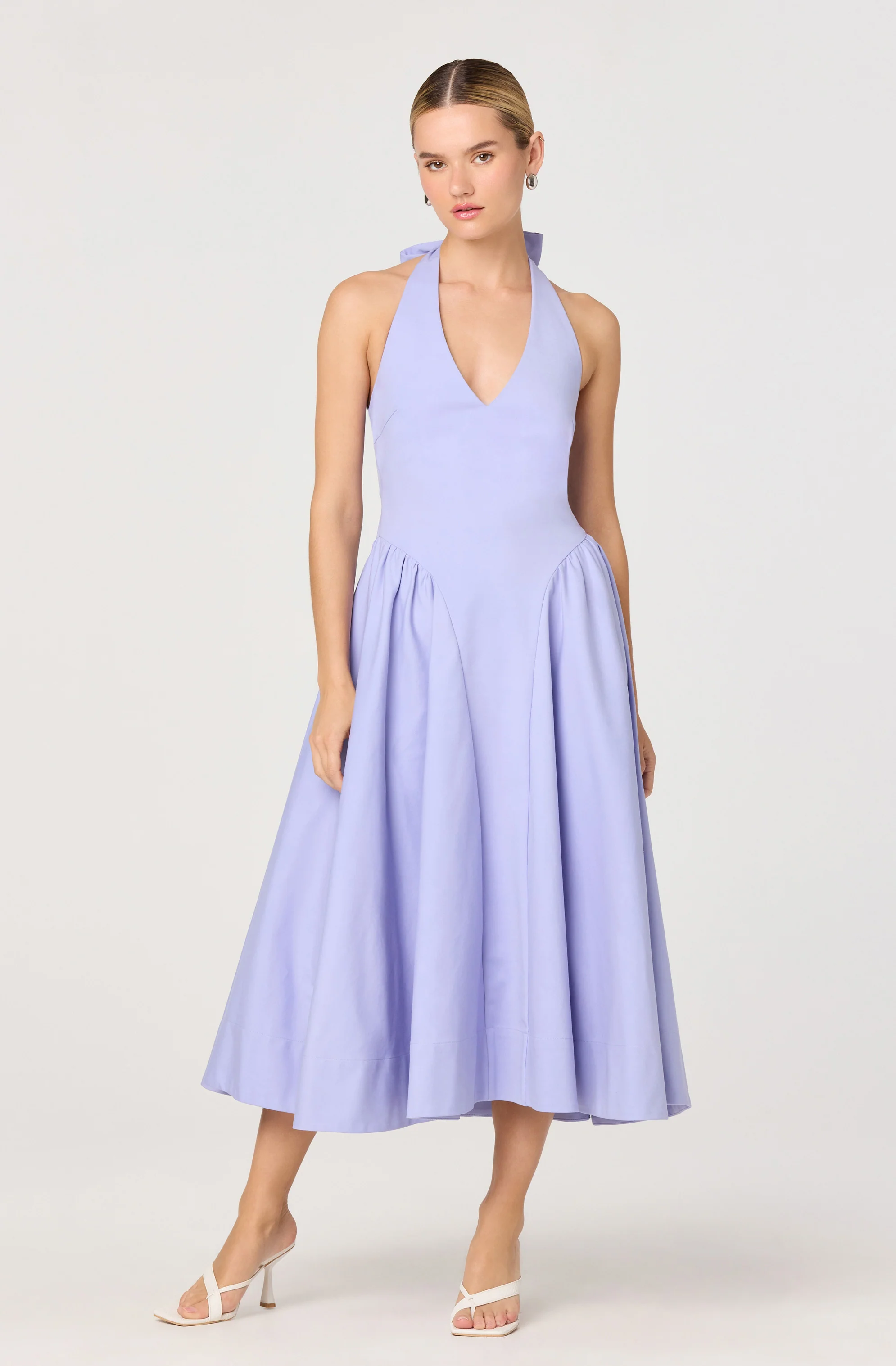 Meana Halter Plunge Drop-Waist Midi Dress - Image 13
